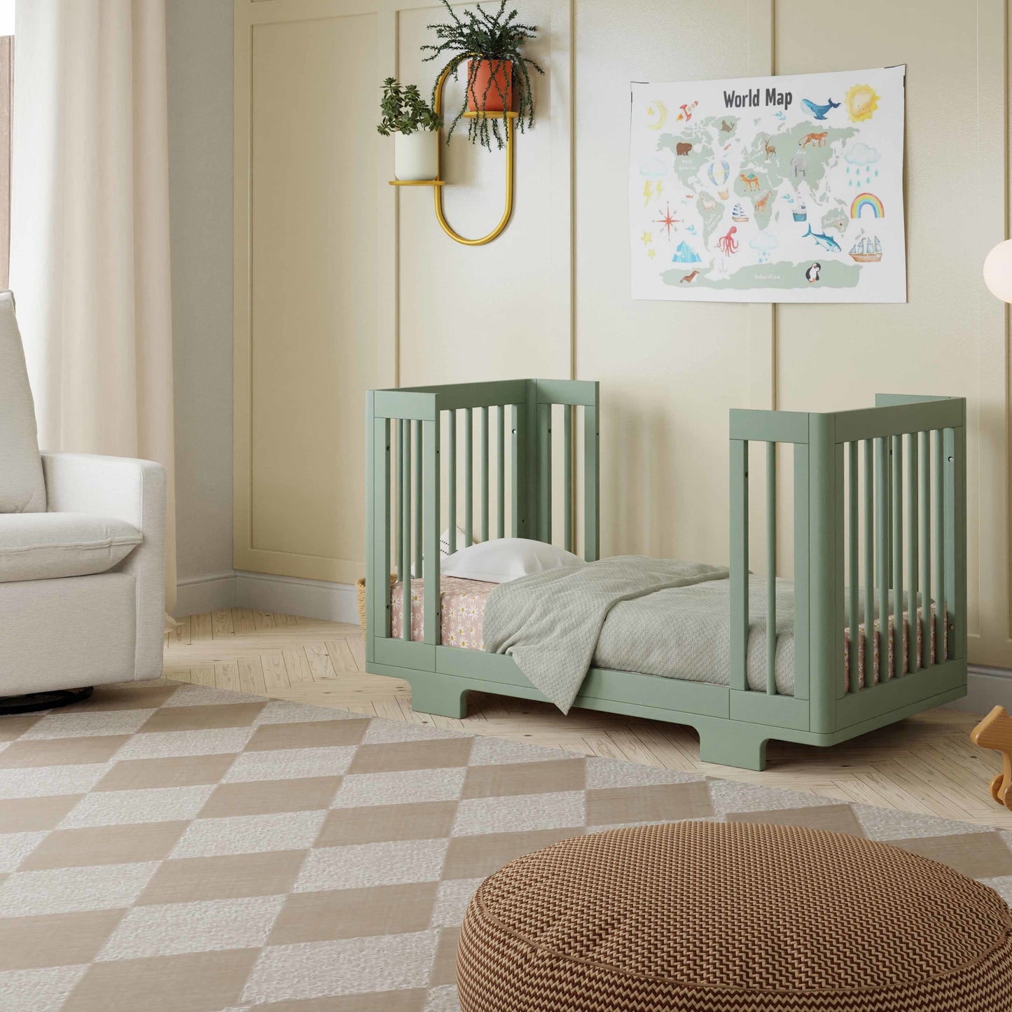 M23401LS,Yuzu 8-in-1 Convertible Crib w/All-Stages Conversion Kits in Light Sage