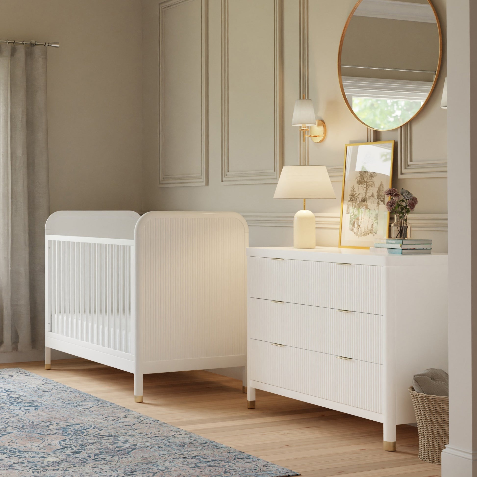 M26742RW,Brimsley Tambour 3-in-1 Convertible Crib in Warm White