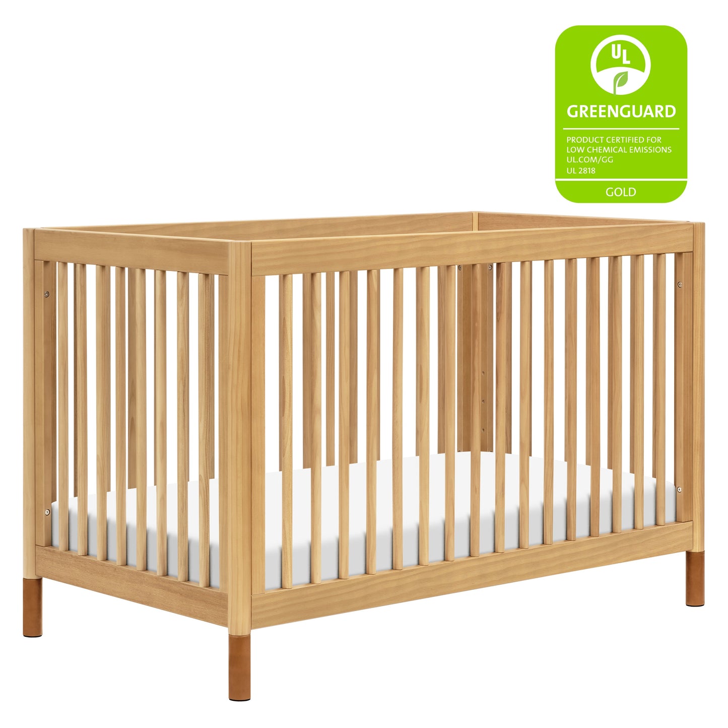 M12901HYVTL,Gelato 4-in-1 Convertible Crib w/Toddler Bed Kit in Honey/Vegan Tan Leather Feet