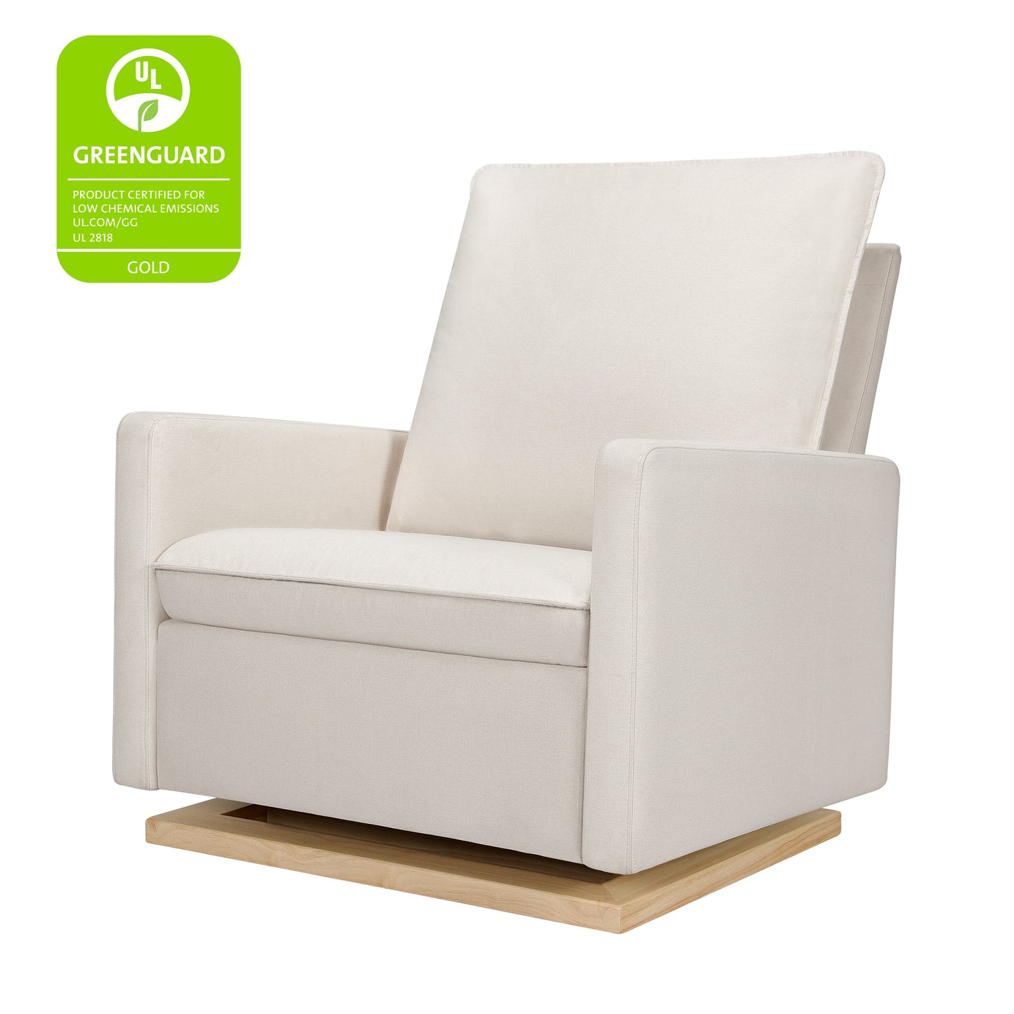 M20984PCMEWLB,Cali Pillowback Chair and a Half Glider in Performance Cream Eco-Weave w/ Light Wood Base