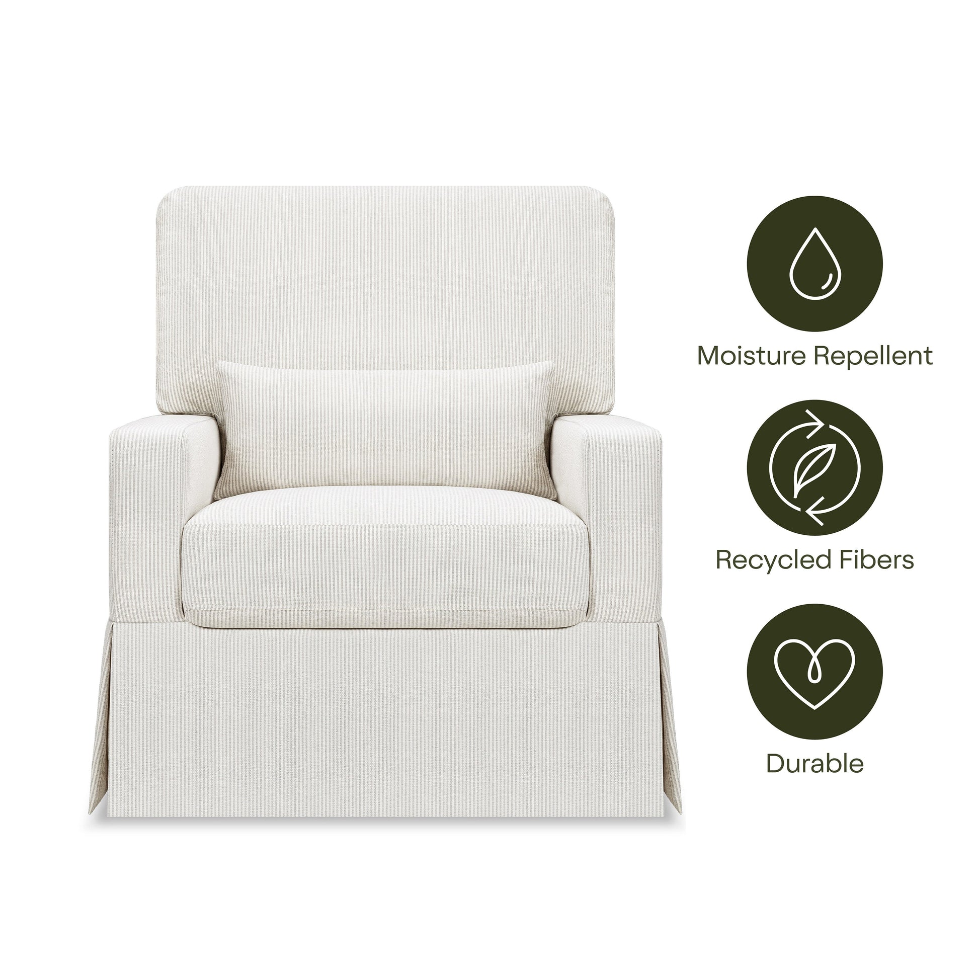 M21787FCS,Crawford Pillowback Comfort Swivel Glider in Fog Chatham Stripe Performance Eco-Weave