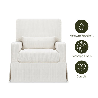 M21787FCS,Crawford Pillowback Comfort Swivel Glider in Fog Chatham Stripe Performance Eco-Weave
