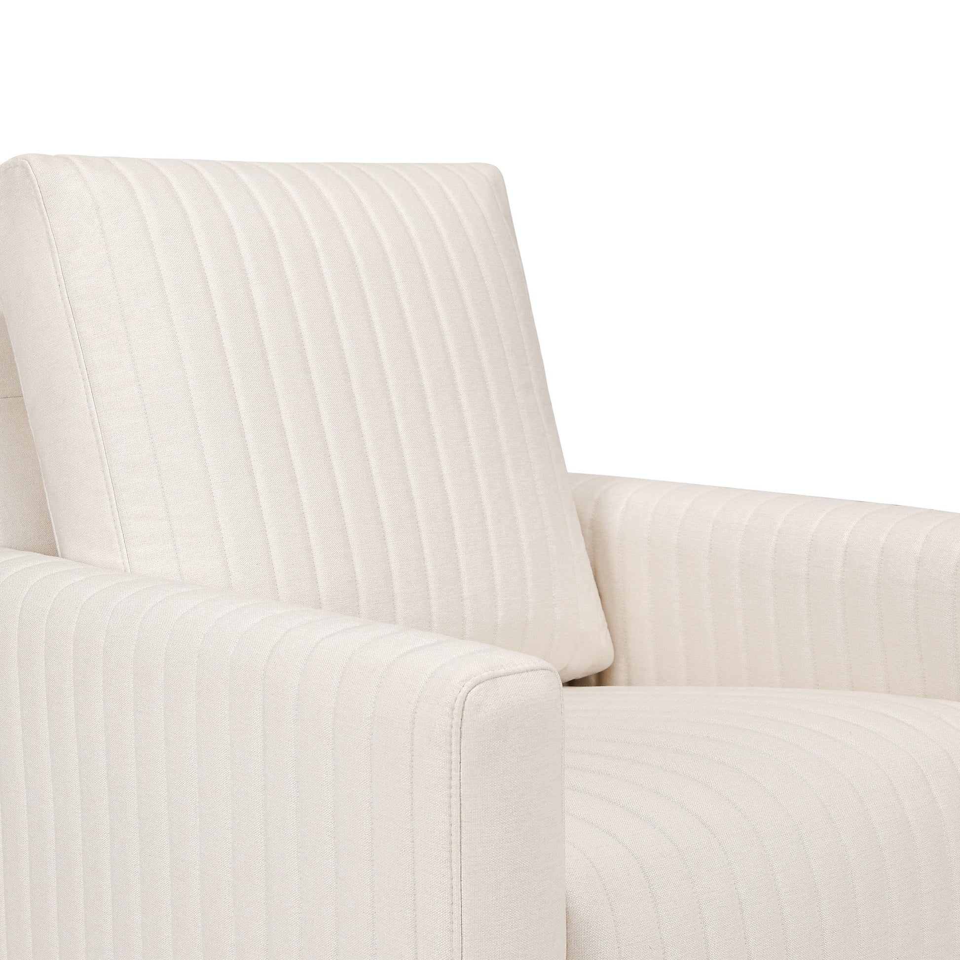 M26687PCMEWDB,Poe Channeled Swivel Glider in Performance Cream Eco-Weave w/ Dark Wood Base