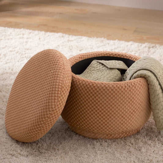 M22985CVC,Enoki Storage Ottoman in Canyon Velvet Checker
