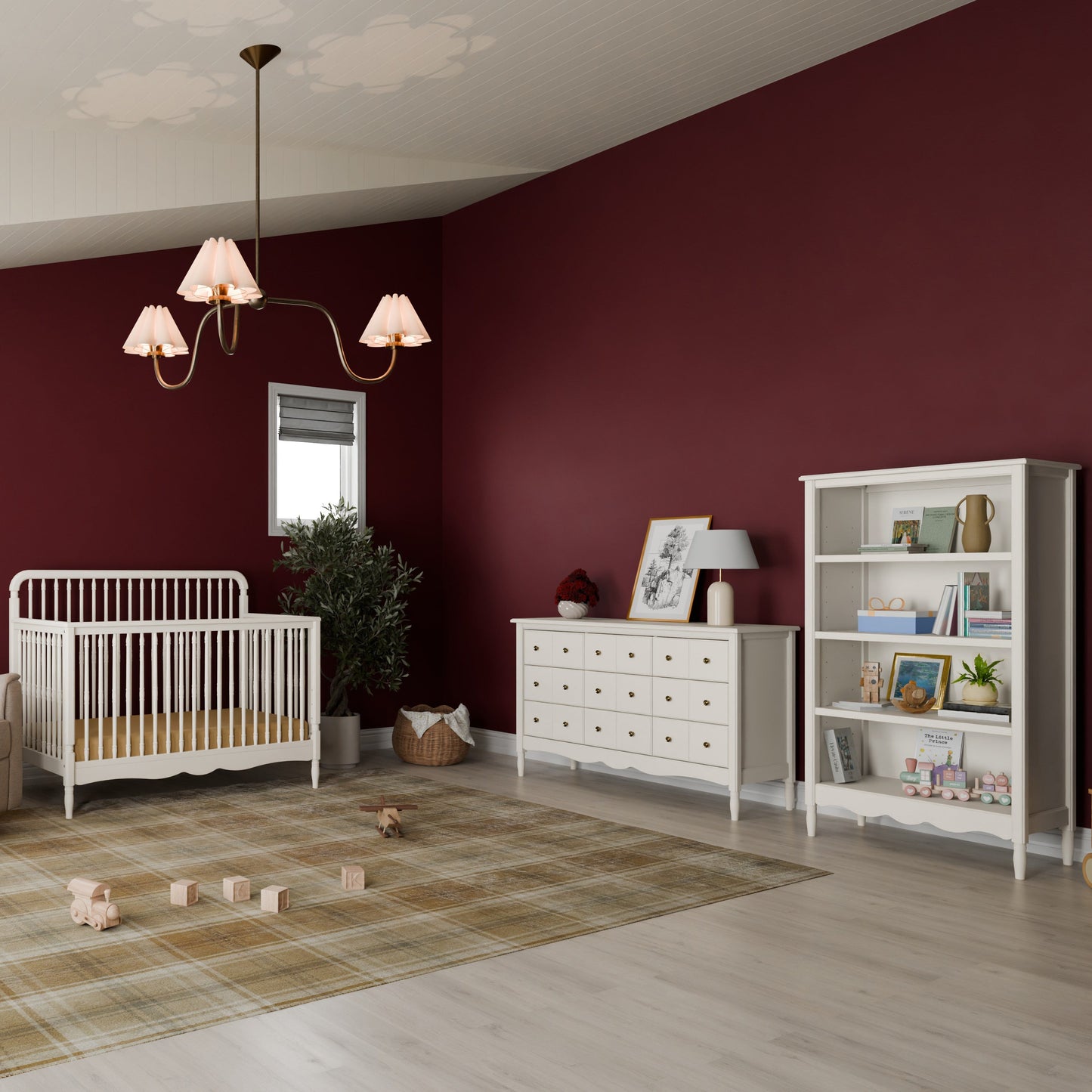 M7141RW,Liberty 4-in-1 Convertible Spindle Crib in Warm White