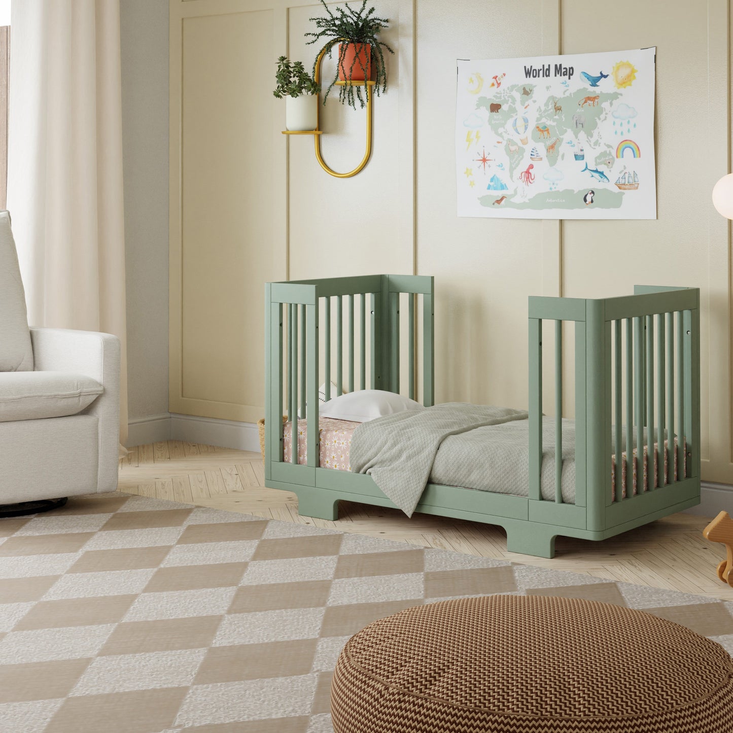 M23401LS,Yuzu 8-in-1 Convertible Crib w/All-Stages Conversion Kits in Light Sage