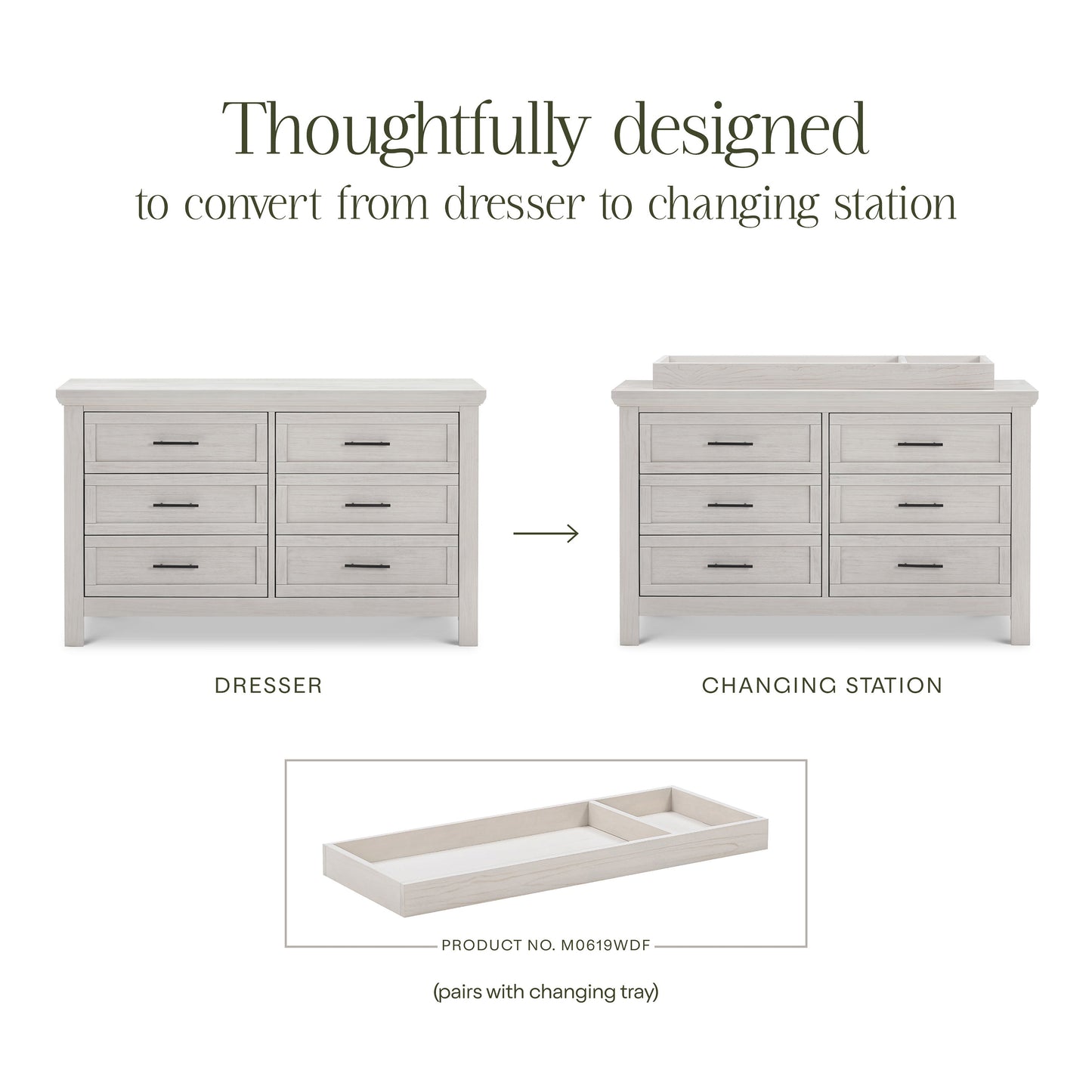 B14516WDF,Emory Farmhouse 6-Drawer Dresser in White Driftwood