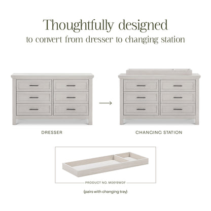 B14516WDF,Emory Farmhouse 6-Drawer Dresser in White Driftwood