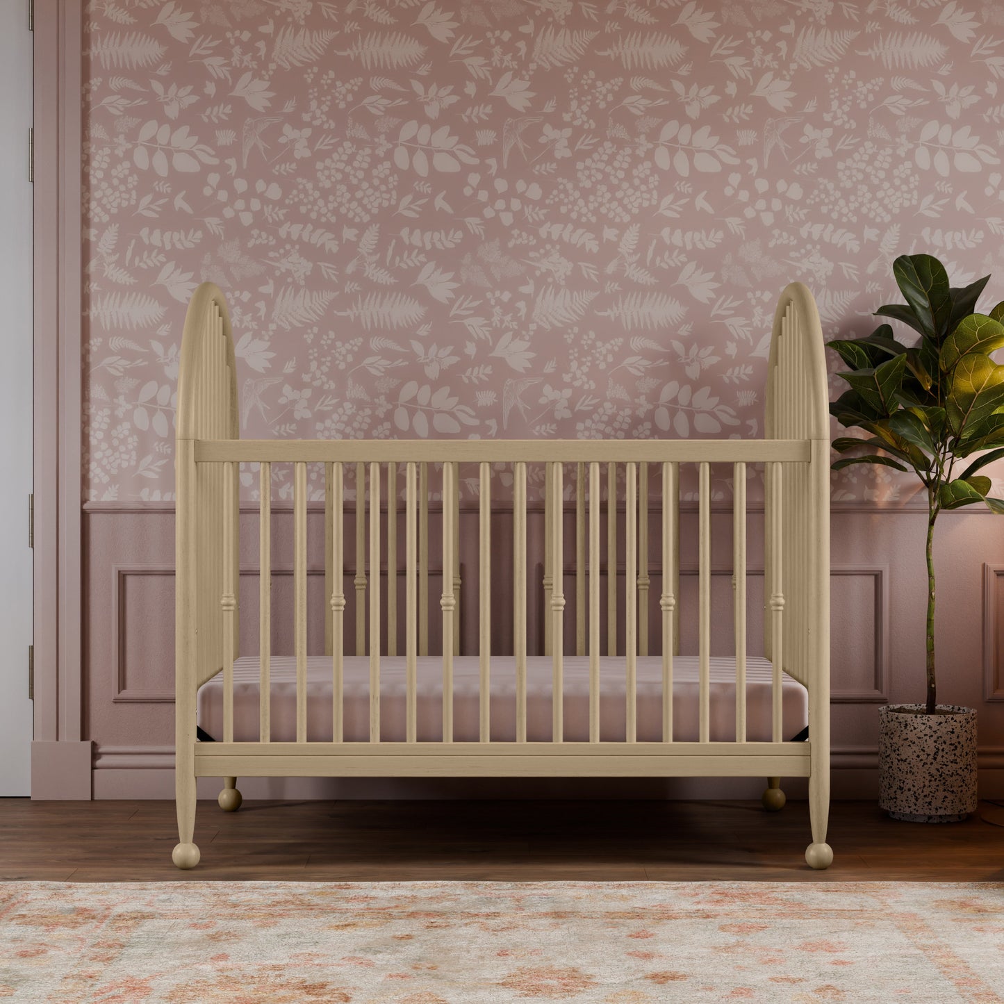 M31401WP,Alouette 3-in-1 Convertible Spindle Crib in Washed Pine