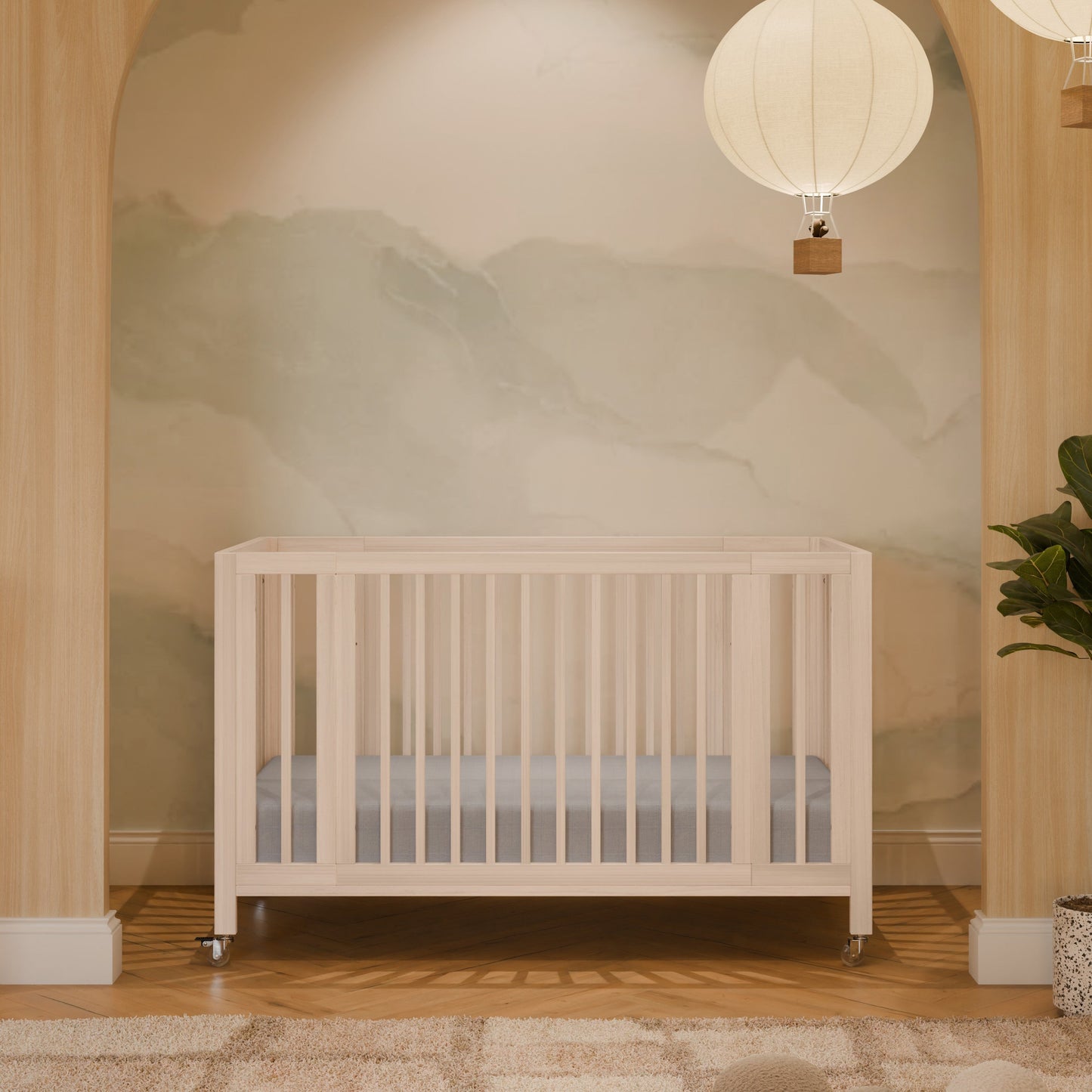 M30880NX,Rolli 9-in-1 Convertible All-Stages?? Crib w/ Bassinet & Toddler Bed Kits in Washed Natural