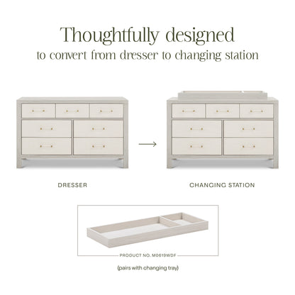 M24816WDFPEW,Eloise 7-Drawer Assembled Dresser in White Driftwood and Performance Pearl Eco-Weave