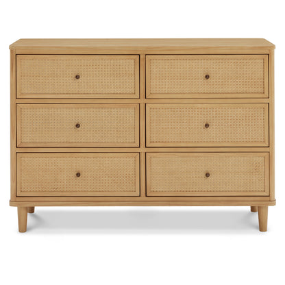 M23716HYHC,Marin with Cane 6 Drawer Assembled Dresser in Honey and Honey Cane