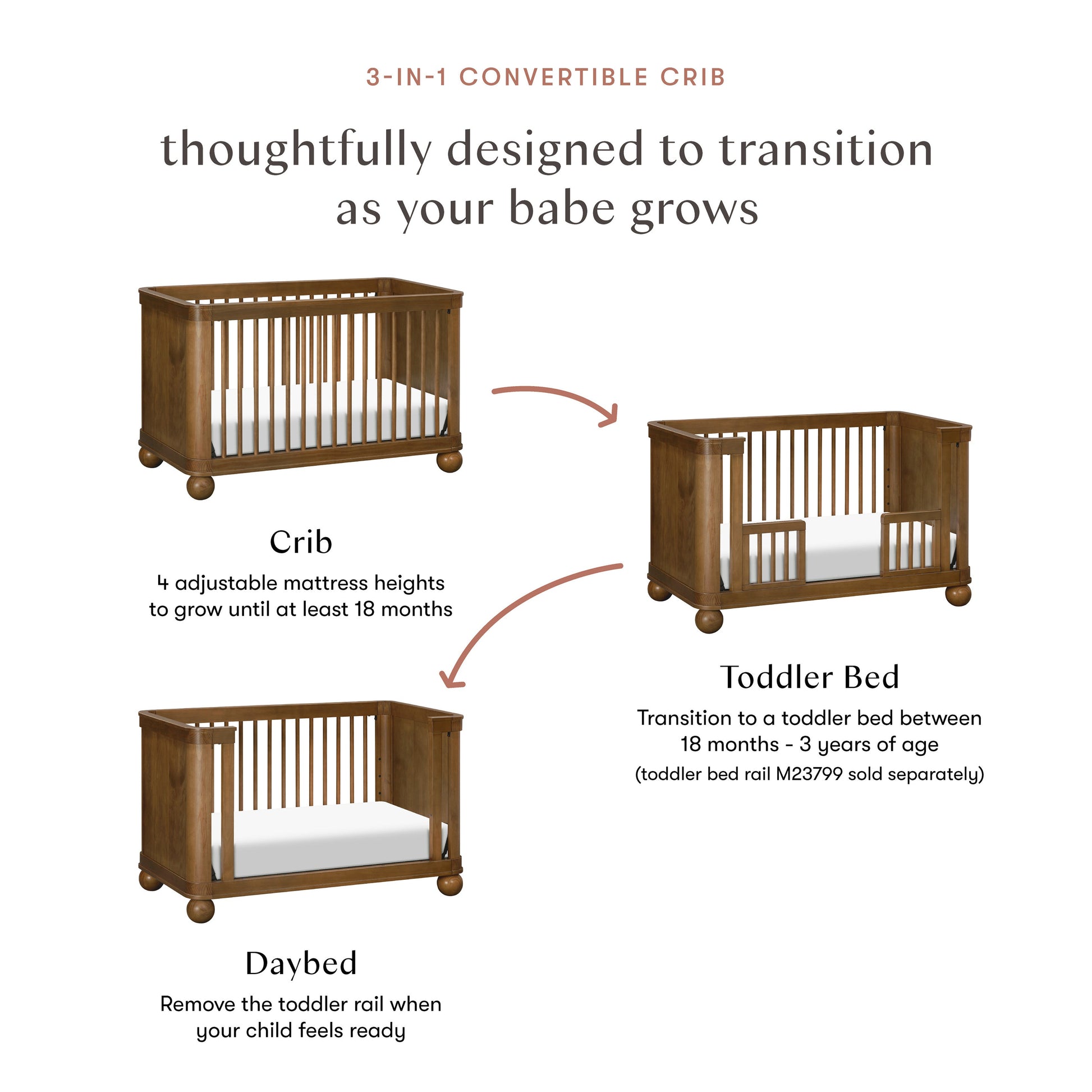 M31801NL,Crosby 3-in-1 Convertible Crib in Natural Walnut