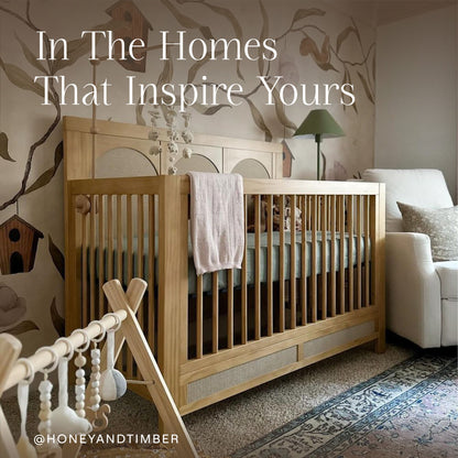 M24801HYPSEW,Eloise 4-in-1 Convertible Crib in Honey & Performance Sand Eco-Weave