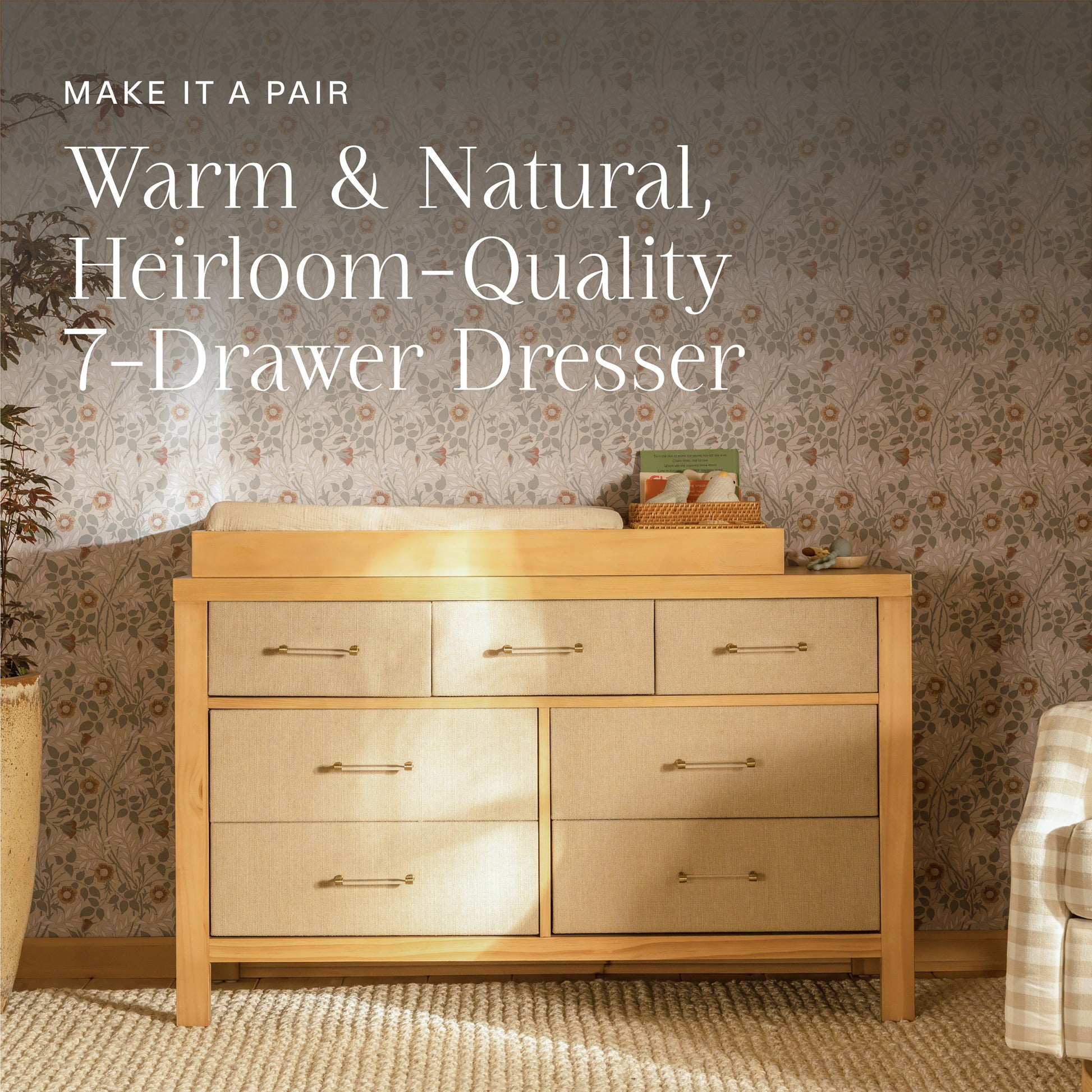 M24801HYPSEW,Eloise 4-in-1 Convertible Crib in Honey & Performance Sand Eco-Weave