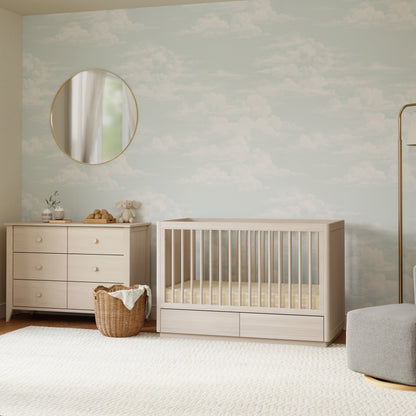 M21601NX,Bento 3-in-1 Convertible Storage Crib w/Toddler Bed Conversion Kit in Washed Natural