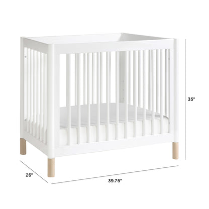 M12998WNX,Gelato 4-in-1 Convertible Mini Crib and Twin bed in White Finish w/Washed Natural Feet