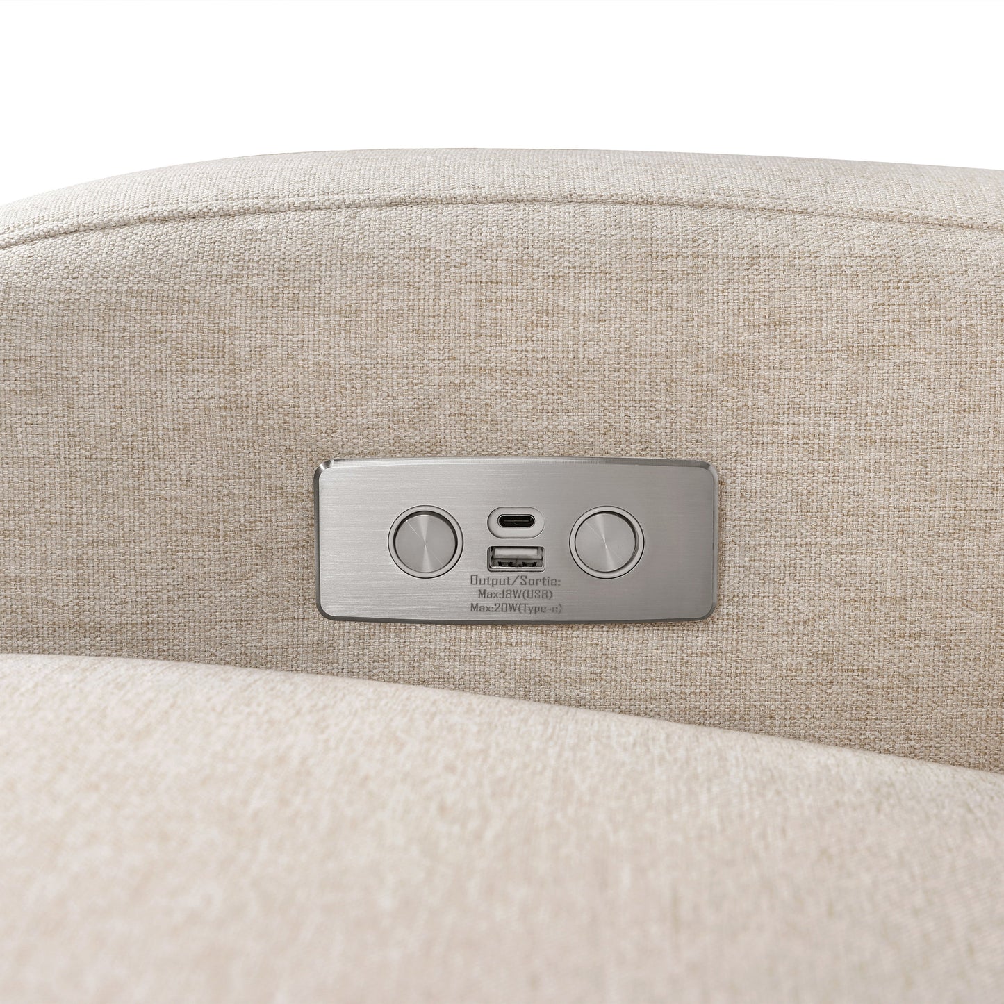 M23188PBEWLB,Nami Glider Recliner w/ Electronic Control and USB in Performance Beach Eco-Weave w/ Light Wood Base