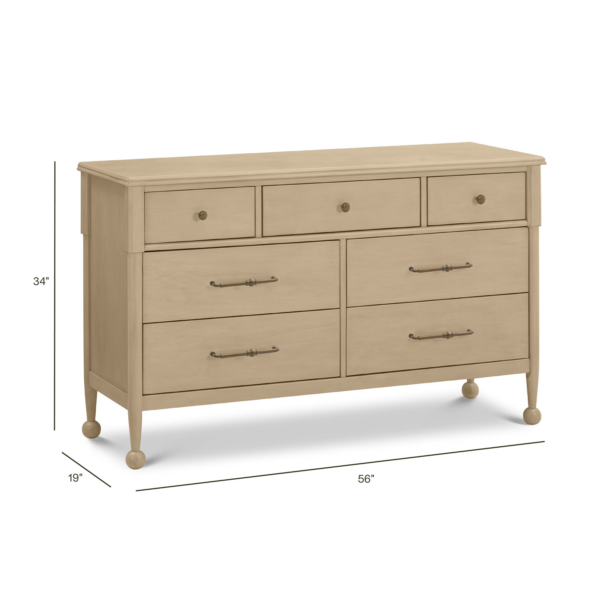 M31416WP,Alouette 7-Drawer Assembled Dresser in Washed Pine