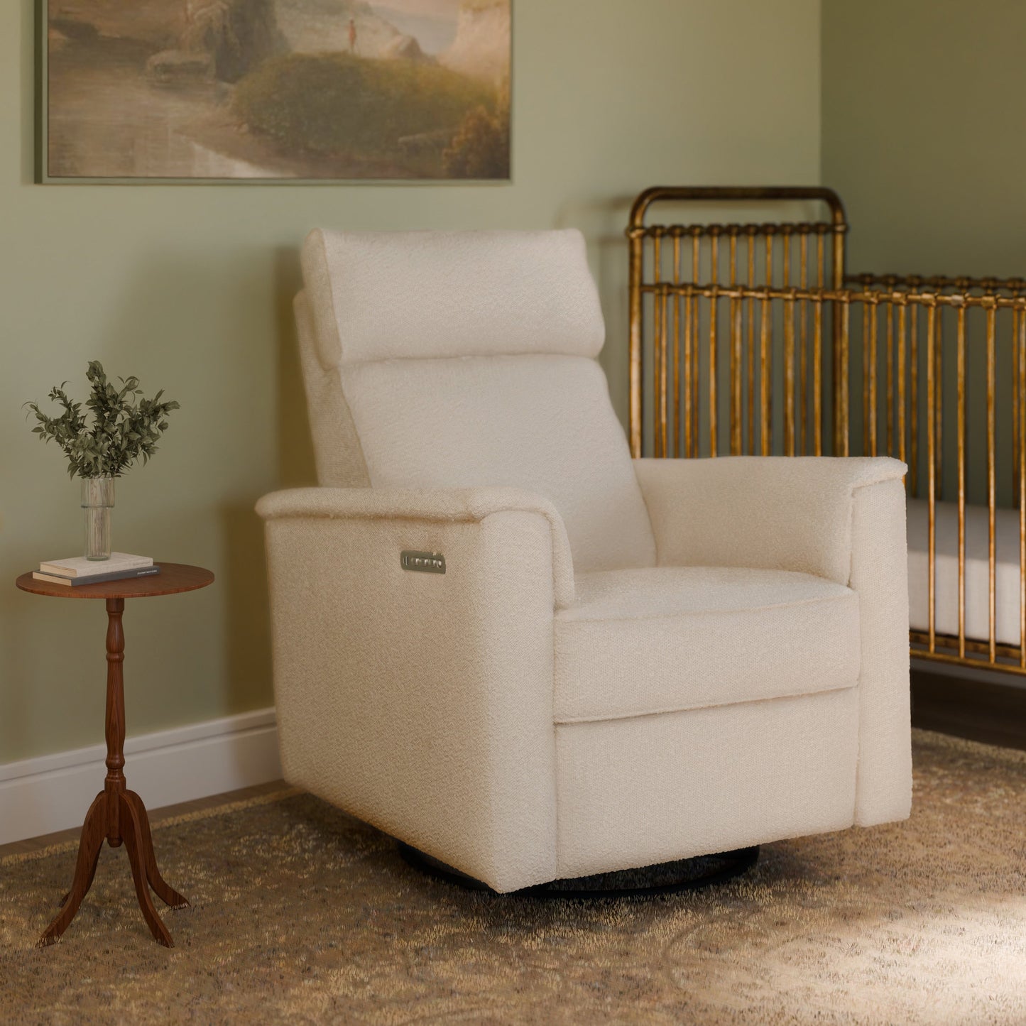 M17186PWB,Willa Plus Power Glider Recliner w/ Power Headrest in Performance Ivory Boucle
