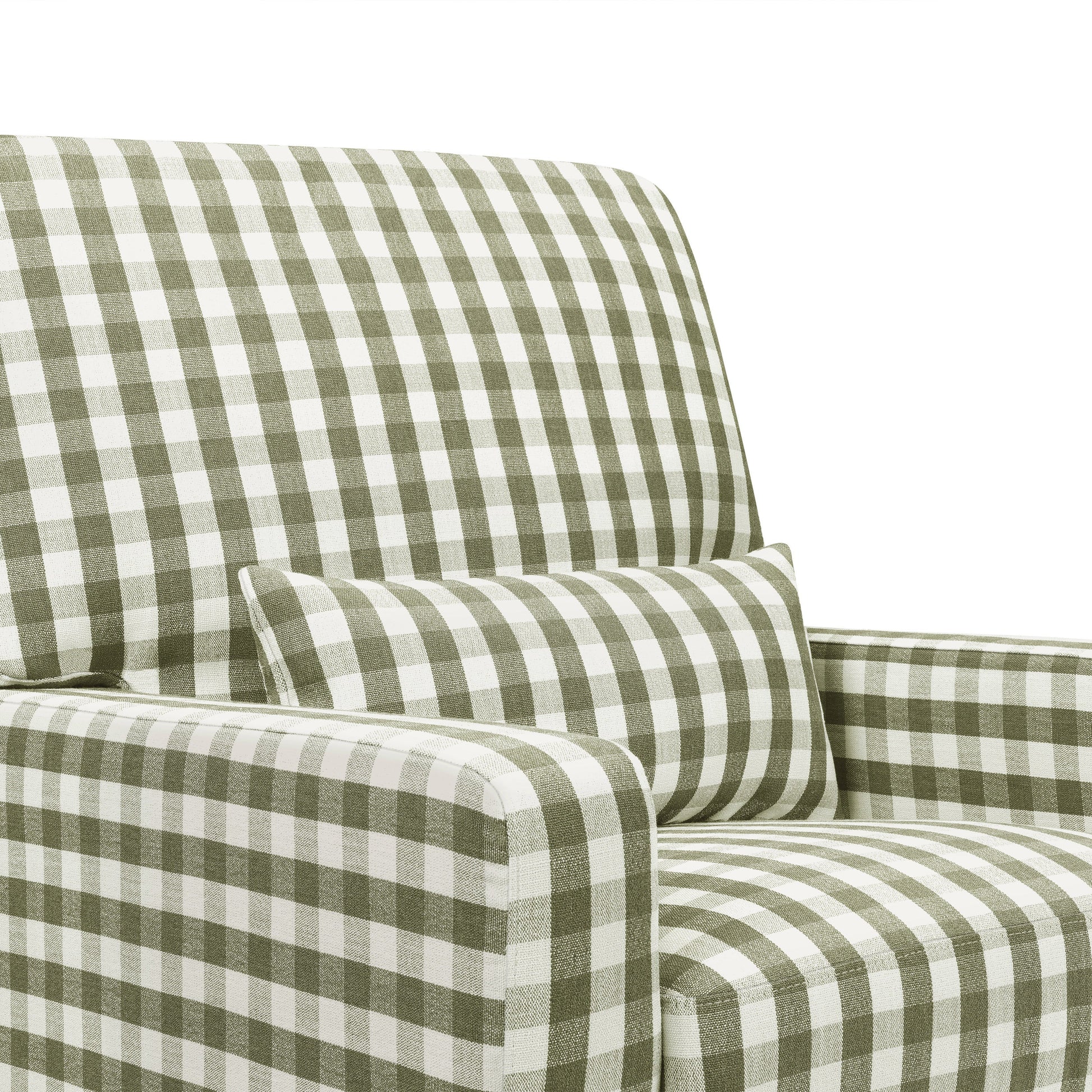 M21787GGH,Crawford Pillowback Comfort Swivel Glider in Moss Green Gingham