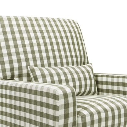 M21787GGH,Crawford Pillowback Comfort Swivel Glider in Moss Green Gingham