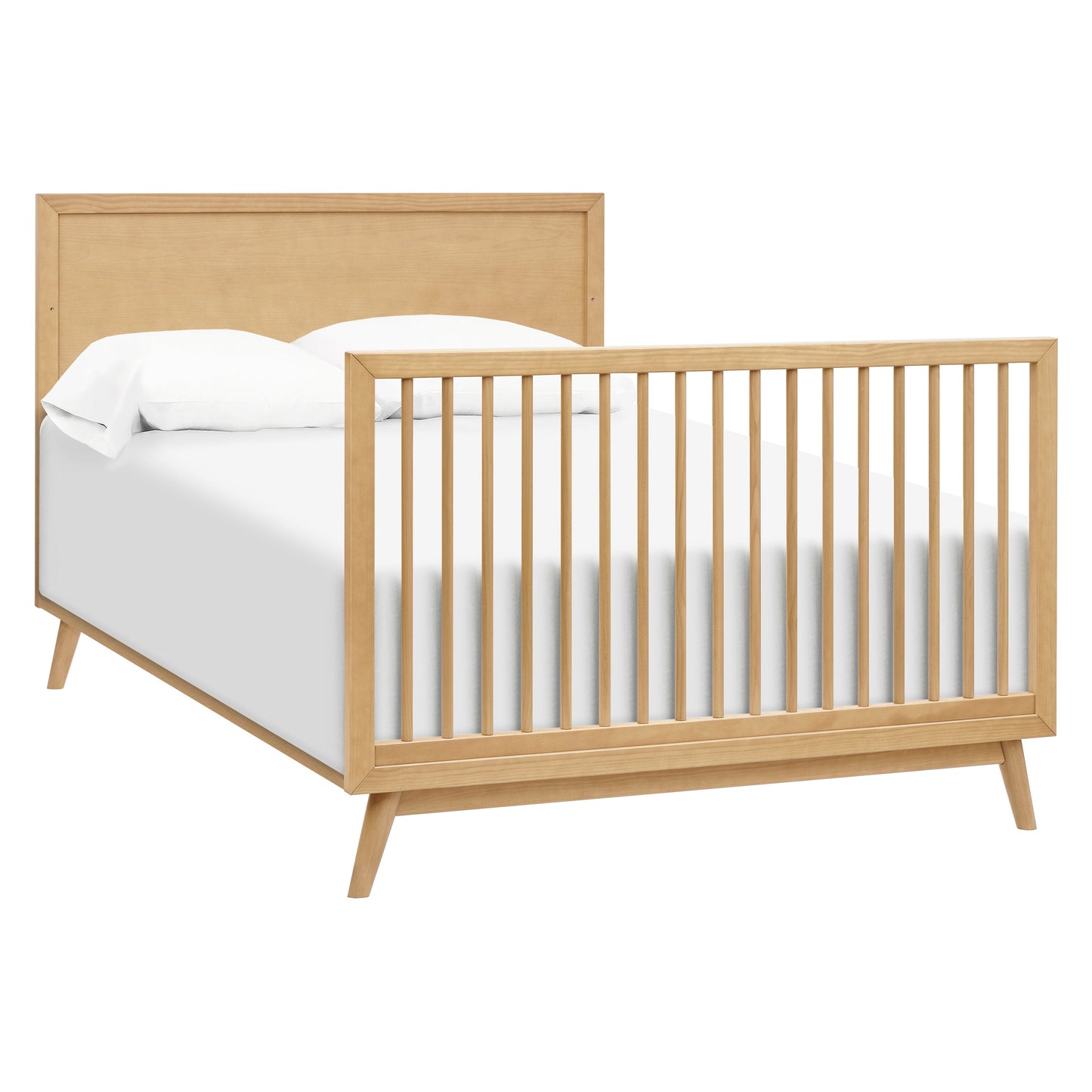 M15901HY,Palma Mid-Century 4-in-1 Convertible Crib w/ Toddler Bed Conversion in Honey