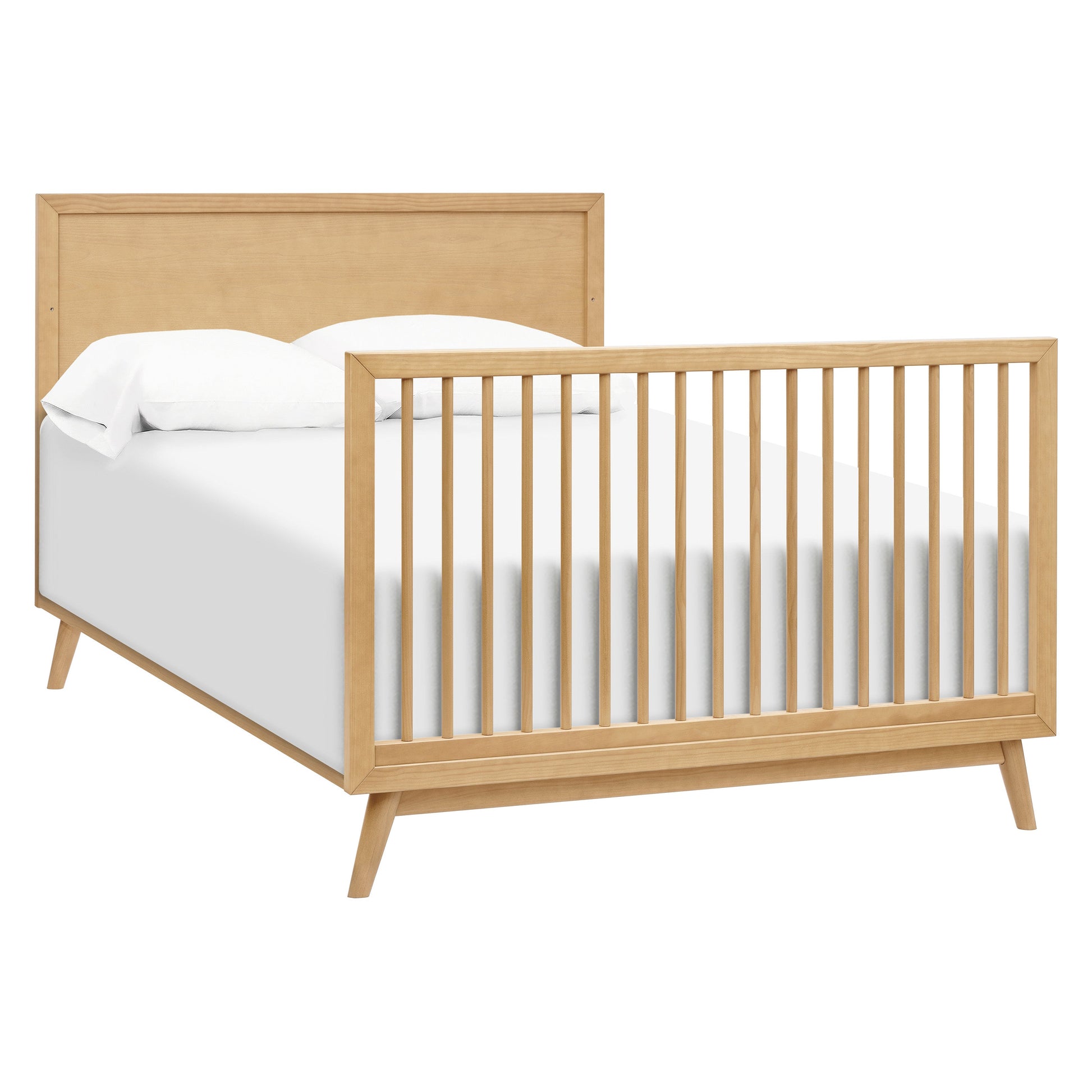 M15901HY,Palma Mid-Century 4-in-1 Convertible Crib w/ Toddler Bed Conversion in Honey
