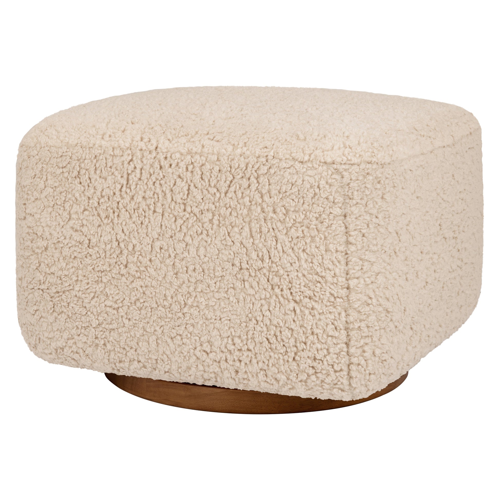 M26385CSGDB,Kiwi Gliding Ottoman in Chai Shearling with Dark Wood Base