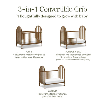 M31401NL,Alouette 3-in-1 Convertible Spindle Crib in Natural Walnut