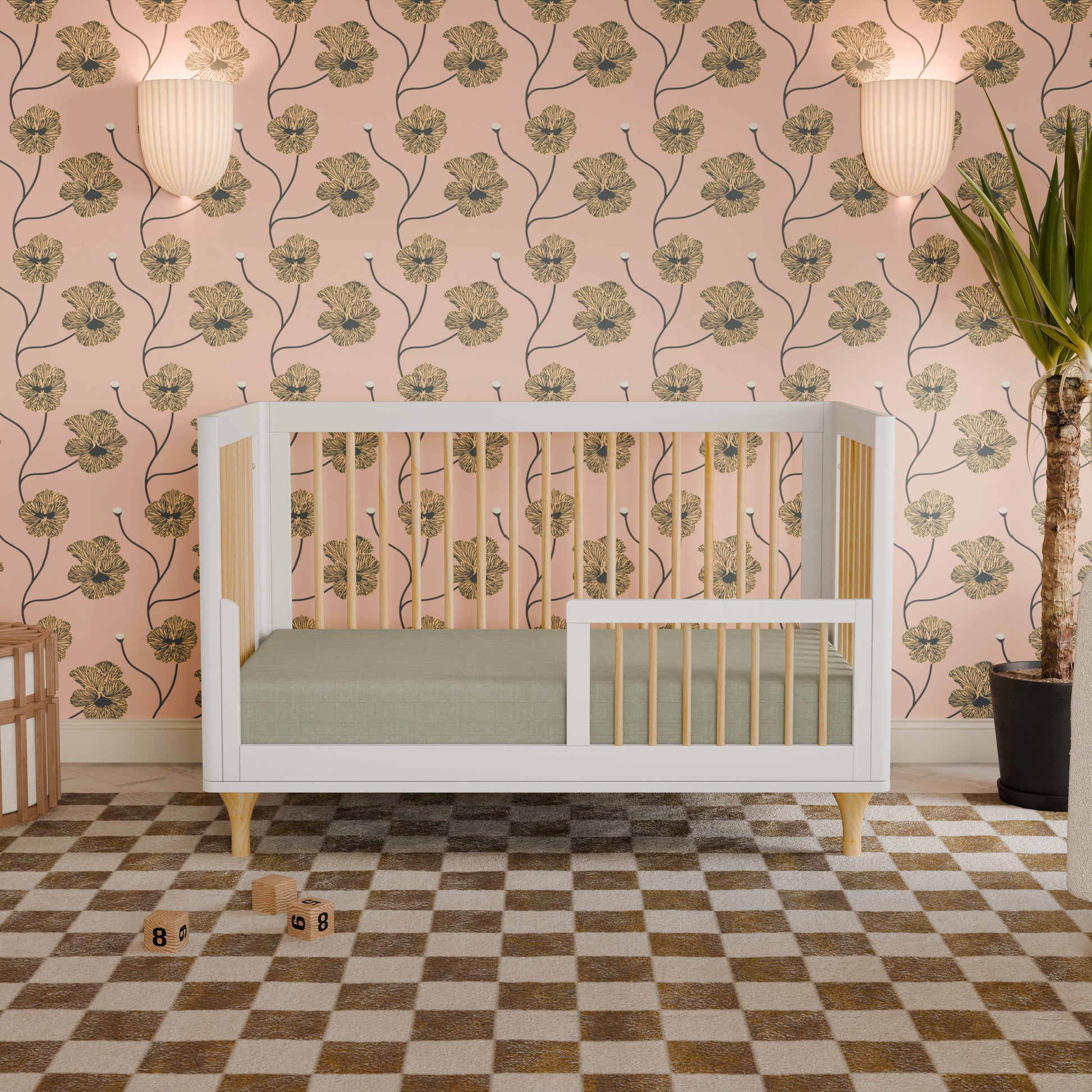 M9001WN,Lolly 3-in-1 Convertible Crib w/Toddler Bed Conversion Kit in White/Natural
