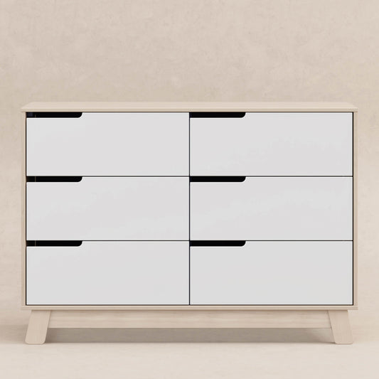 M4216NXW,Hudson 6-Drawer Double Dresser  Assembled in Washed Natural and White