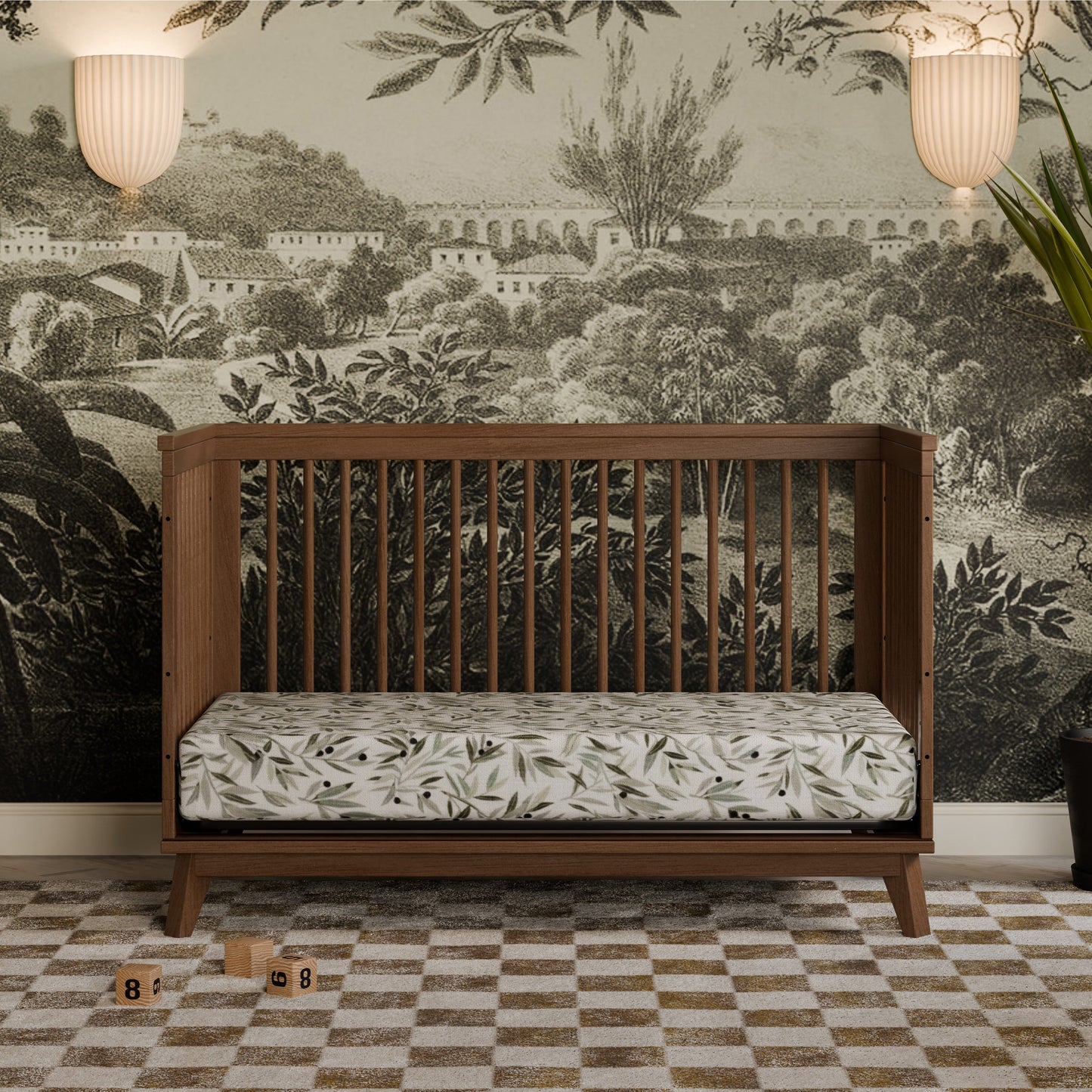 M5801NL,Scoot 3-in-1 Convertible Crib w/Toddler Bed Conversion Kit in Natural Walnut