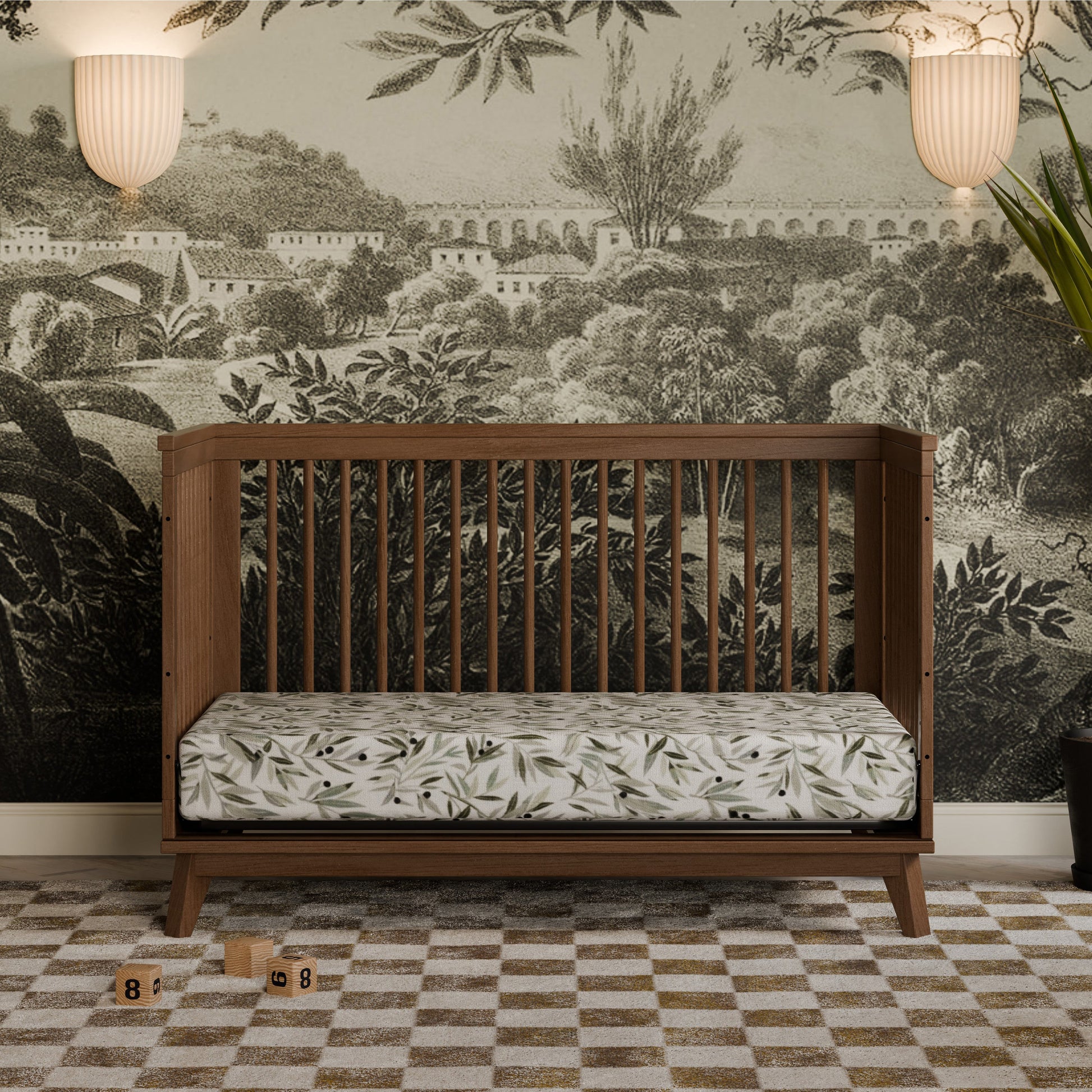 M5801NL,Scoot 3-in-1 Convertible Crib w/Toddler Bed Conversion Kit in Natural Walnut