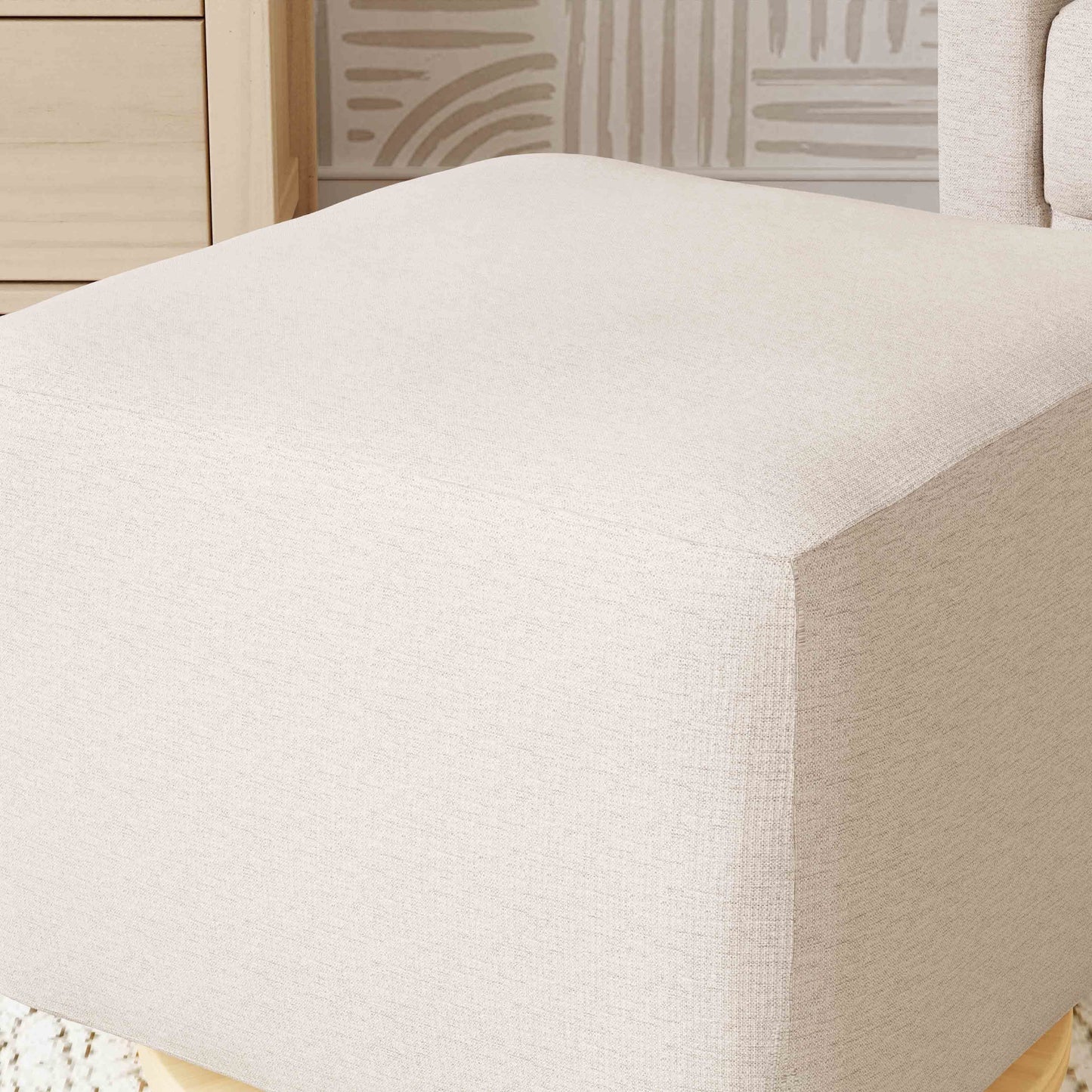 M26385PBEWLB,Kiwi Gliding Ottoman in Performance Beach Eco-Weave w/ Light Wood Base