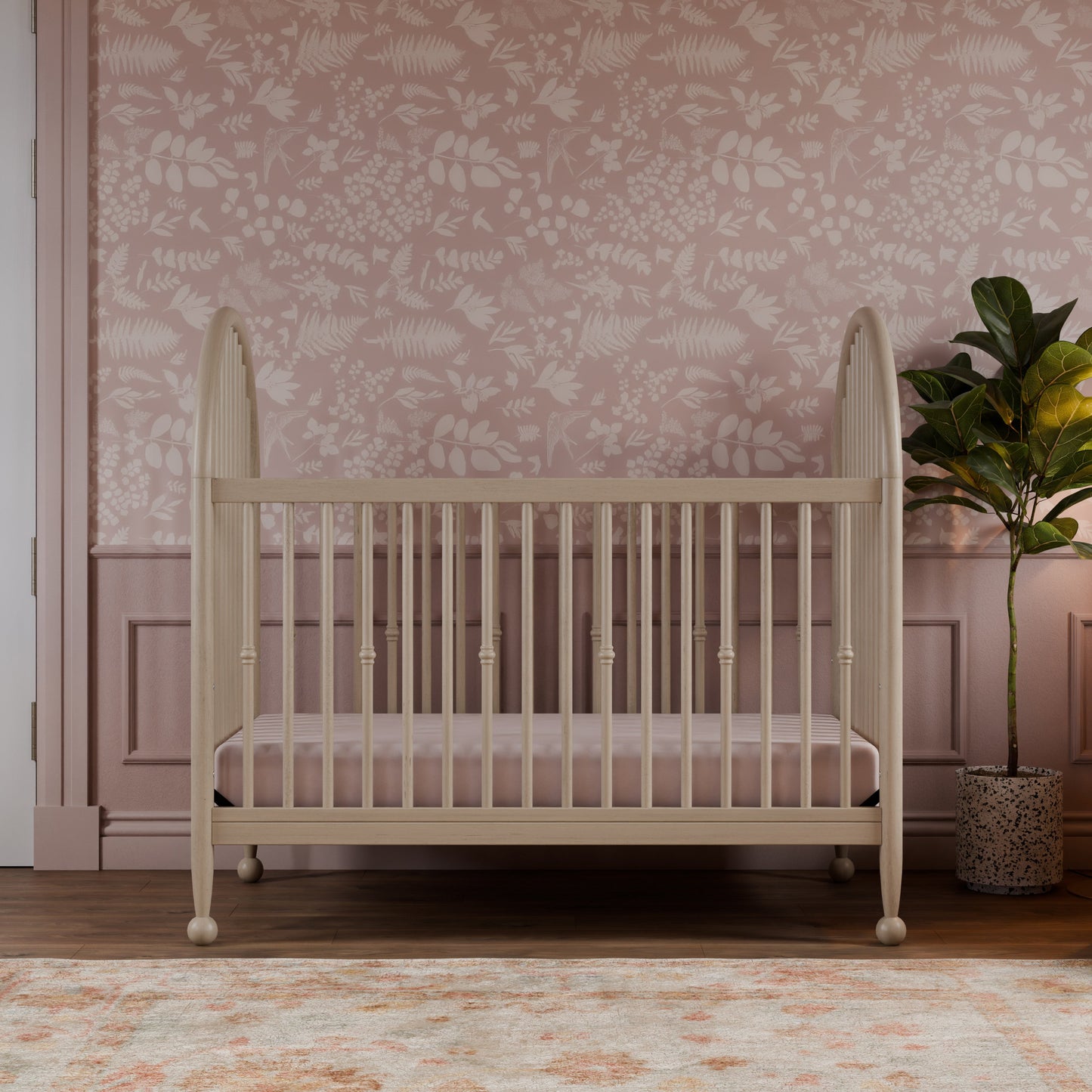 M31401WP,Alouette 3-in-1 Convertible Spindle Crib in Washed Pine