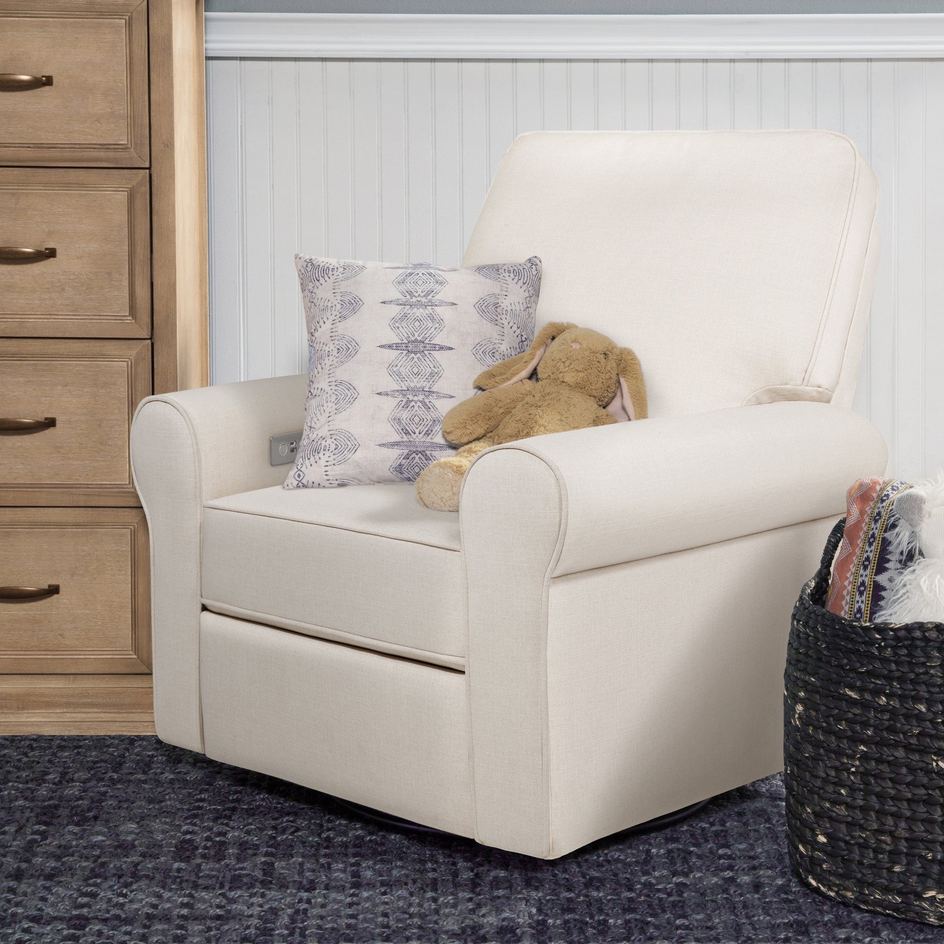 B17787PNET,Monroe Pillowback Power Recliner in Performance Natural Eco-Twill