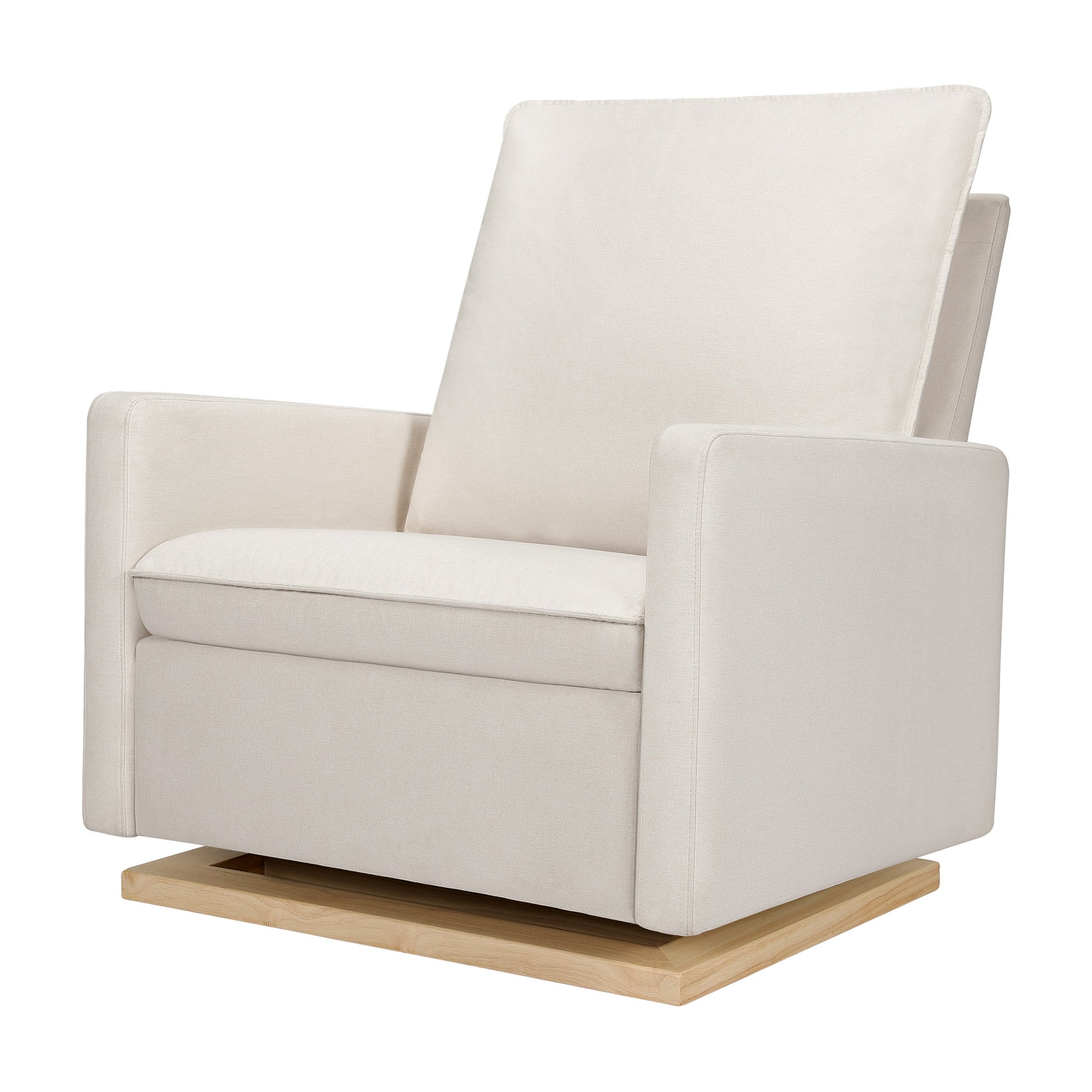 M20984PCMEWLB,Cali Pillowback Chair and a Half Glider in Performance Cream Eco-Weave w/ Light Wood Base