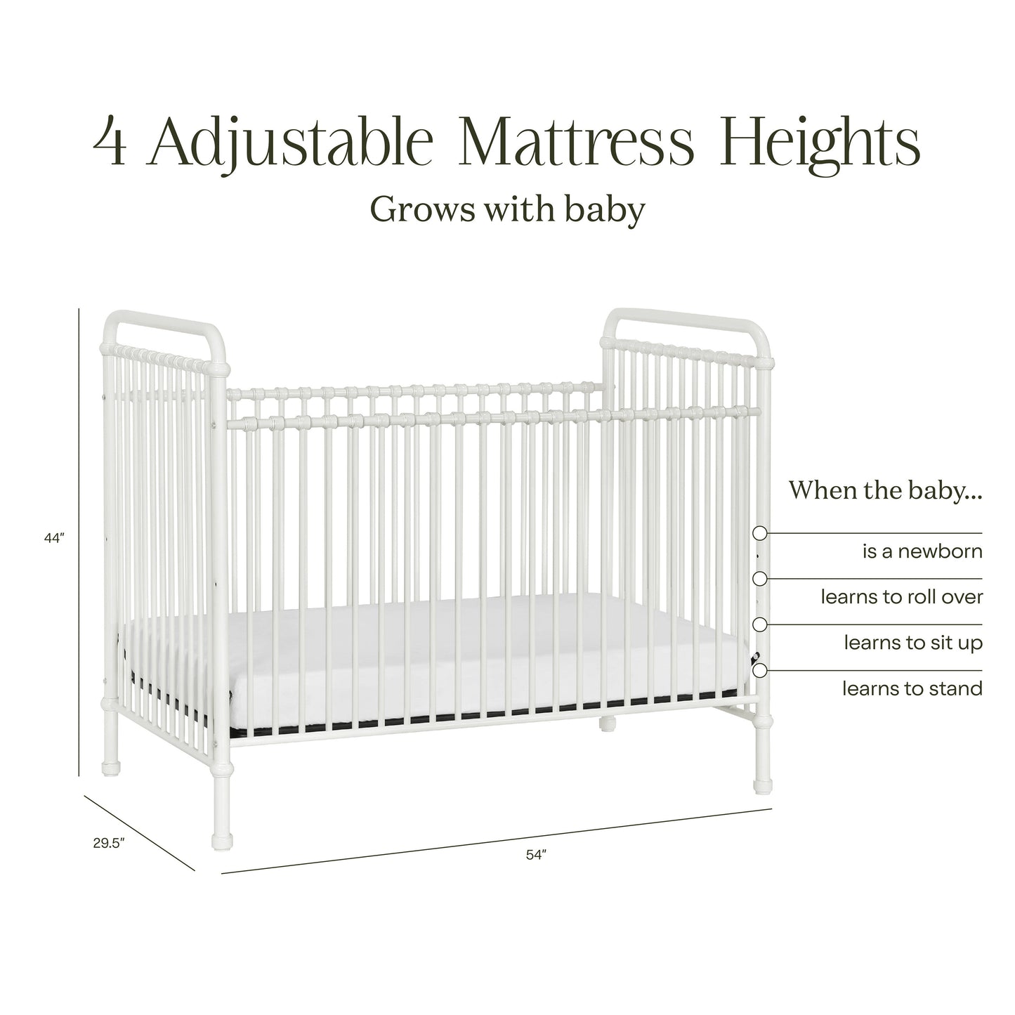 B15501WX,Abigail 3-in-1 Convertible Crib in Washed White