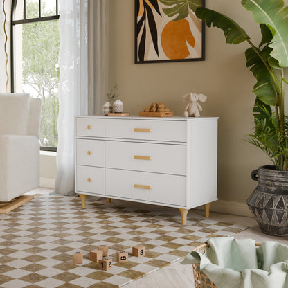 M9016WN,Lolly 6-Drawer Double Dresser  Assembled in White/Natural
