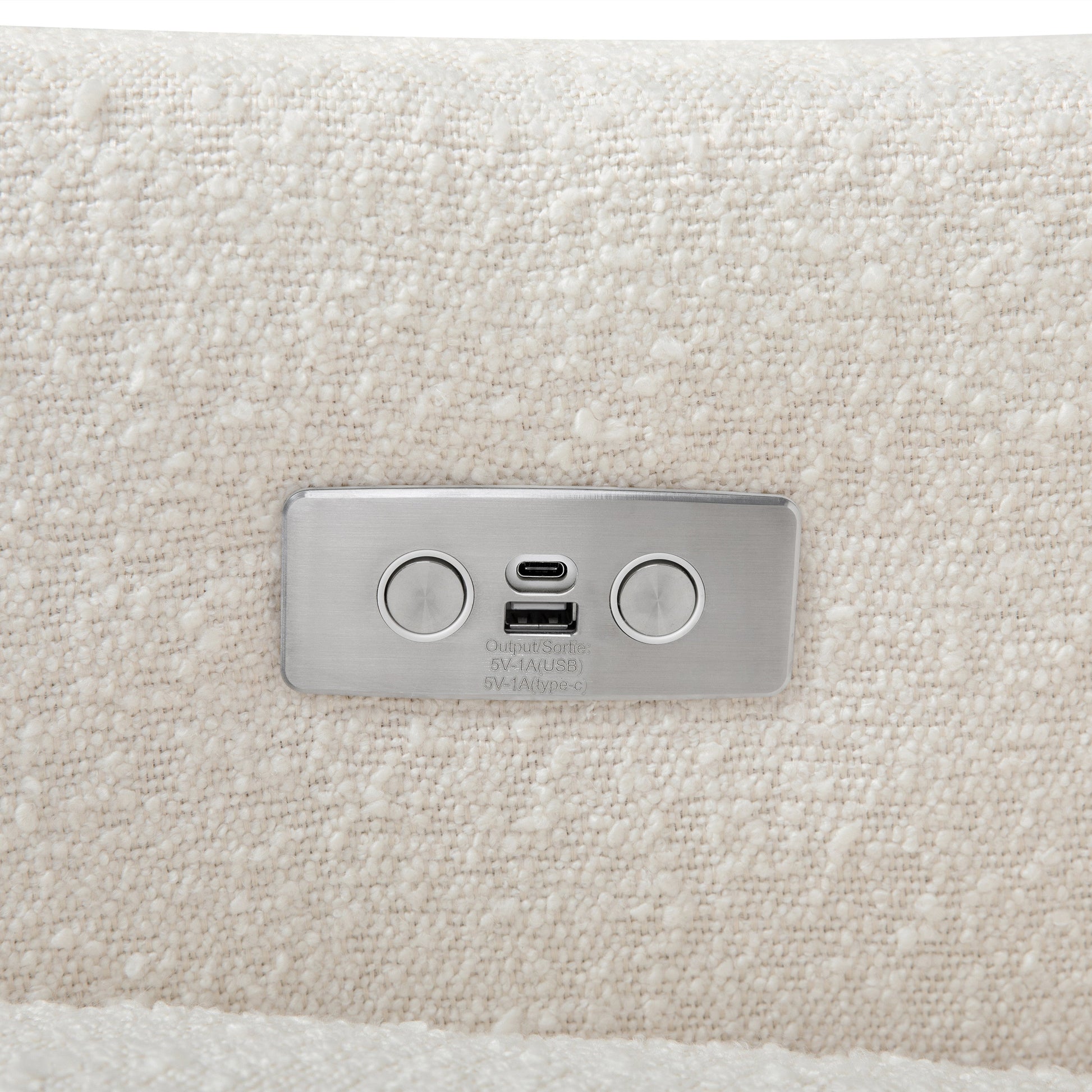 M11288WBG,Kiwi Glider Recliner w/ Electronic Control and USB in Ivory Boucle w/Gold Base