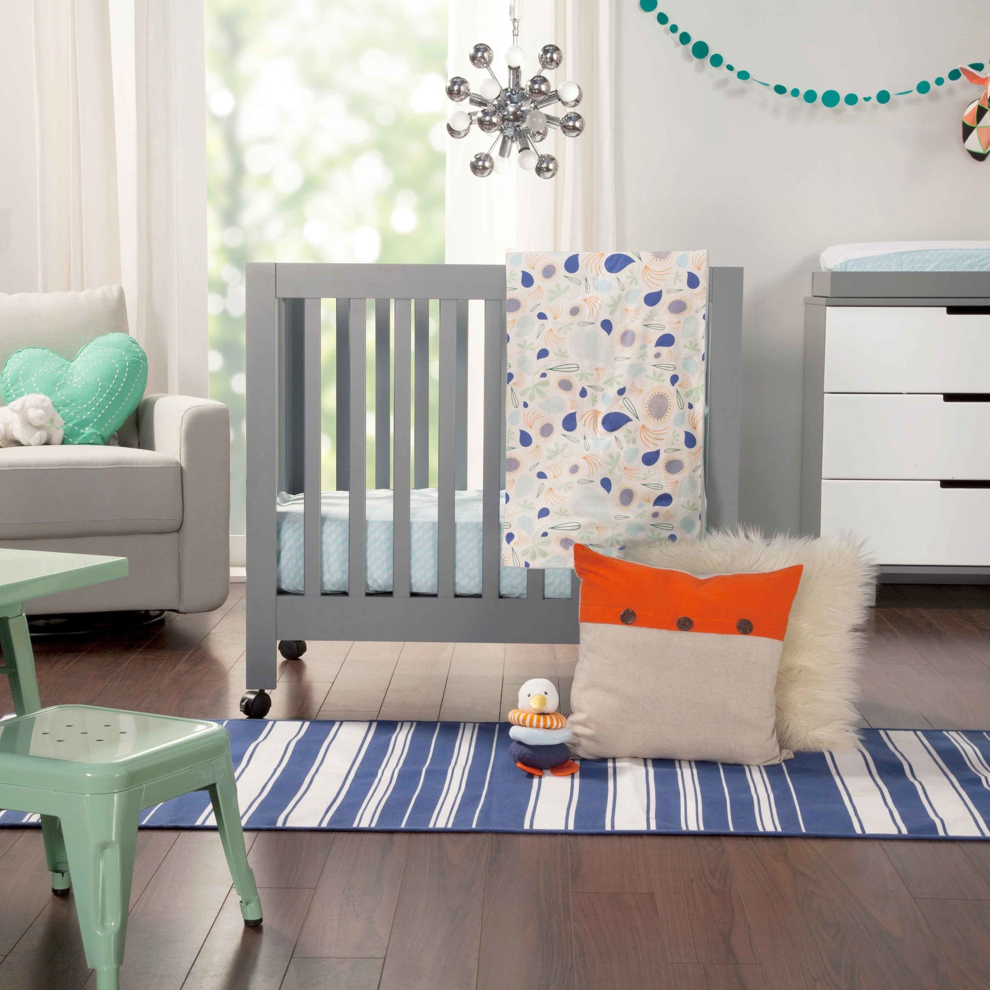 M6698G,Origami Mini Crib in Grey Finish