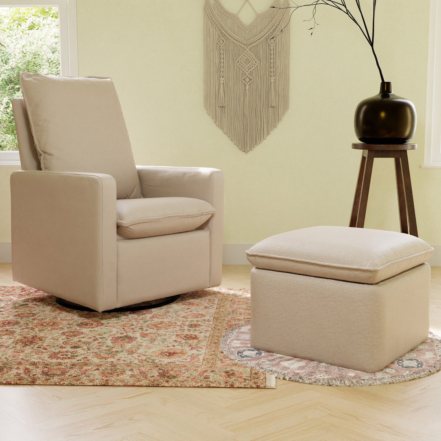M20987PBEW,Cali Pillowback Swivel Glider in Performance Beach Eco-Weave