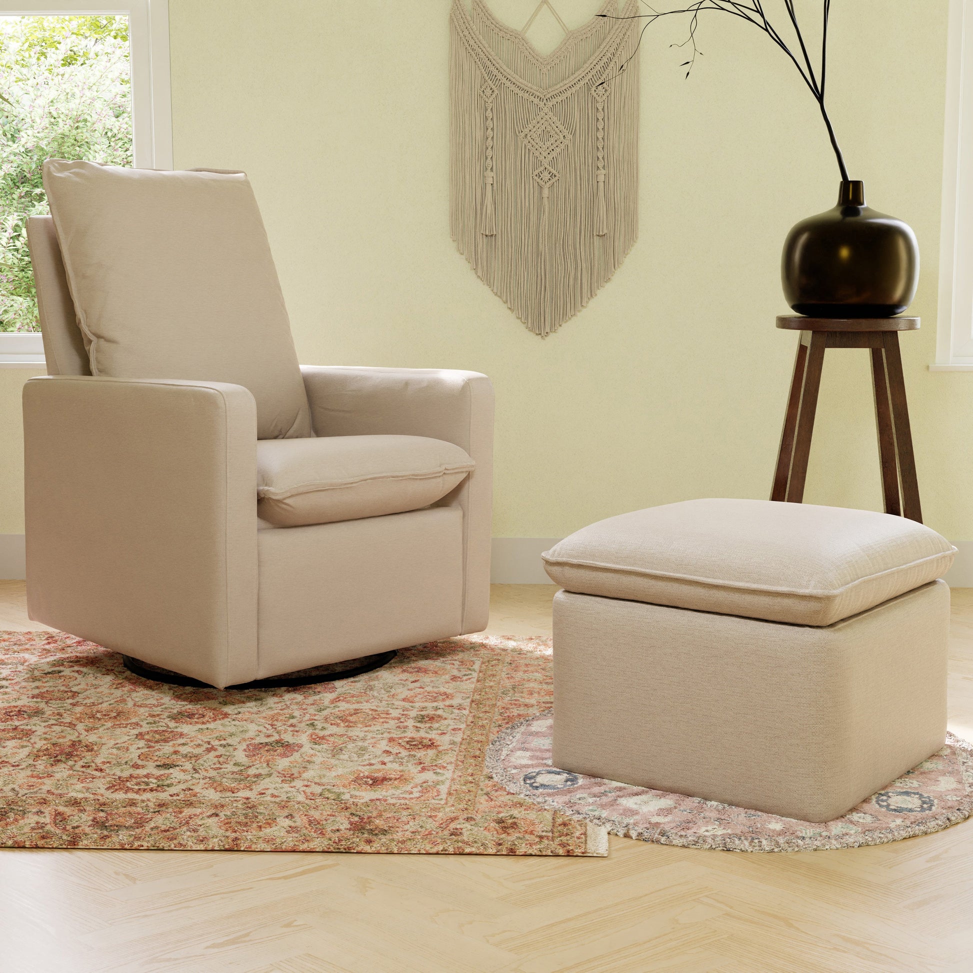 M20987PBEW,Cali Pillowback Swivel Glider in Performance Beach Eco-Weave