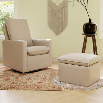 M20987PBEW,Cali Pillowback Swivel Glider in Performance Beach Eco-Weave