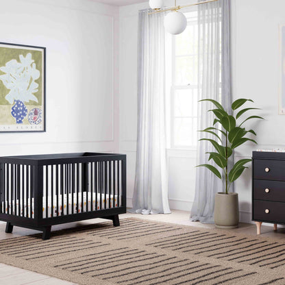M4201B,Hudson 3-in-1 Convertible Crib w/Toddler Bed Conversion Kit in Black