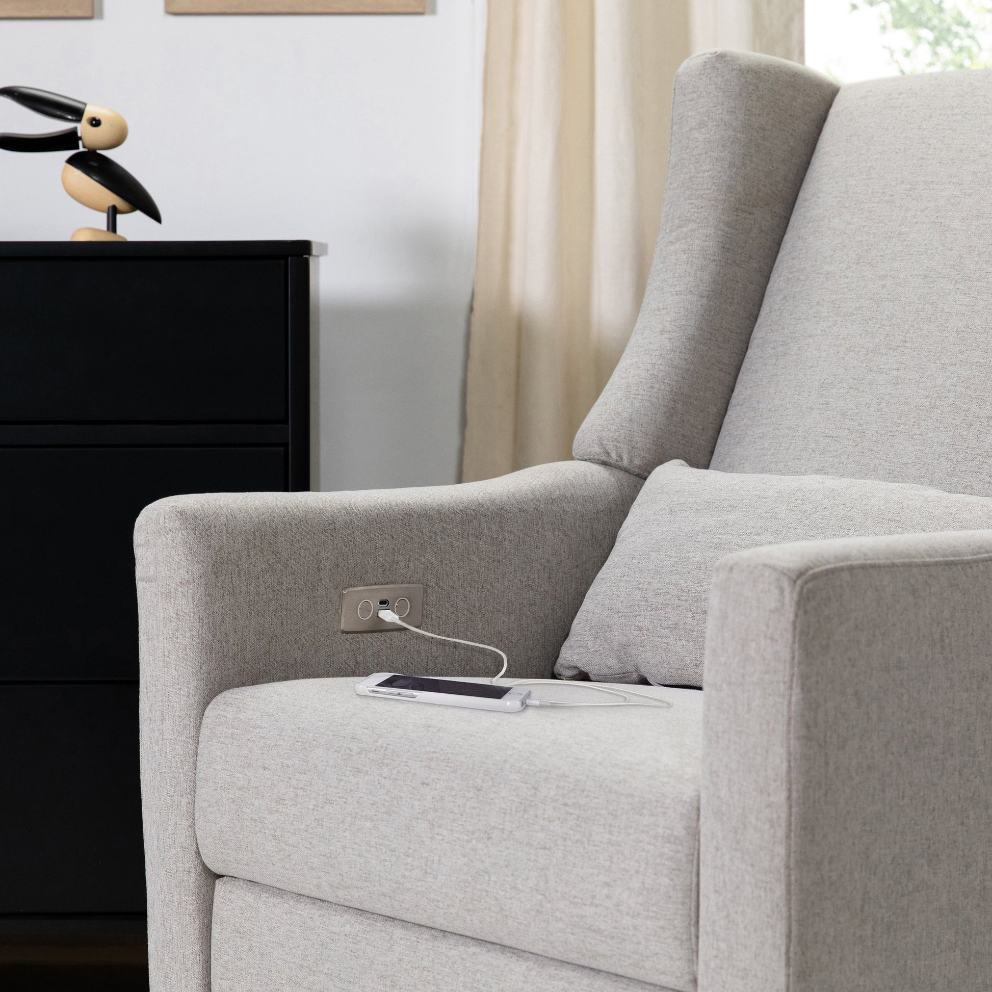 M11288PGEW,Kiwi Glider Recliner w/ Electronic Control and USB in Performance Grey Eco-Weave
