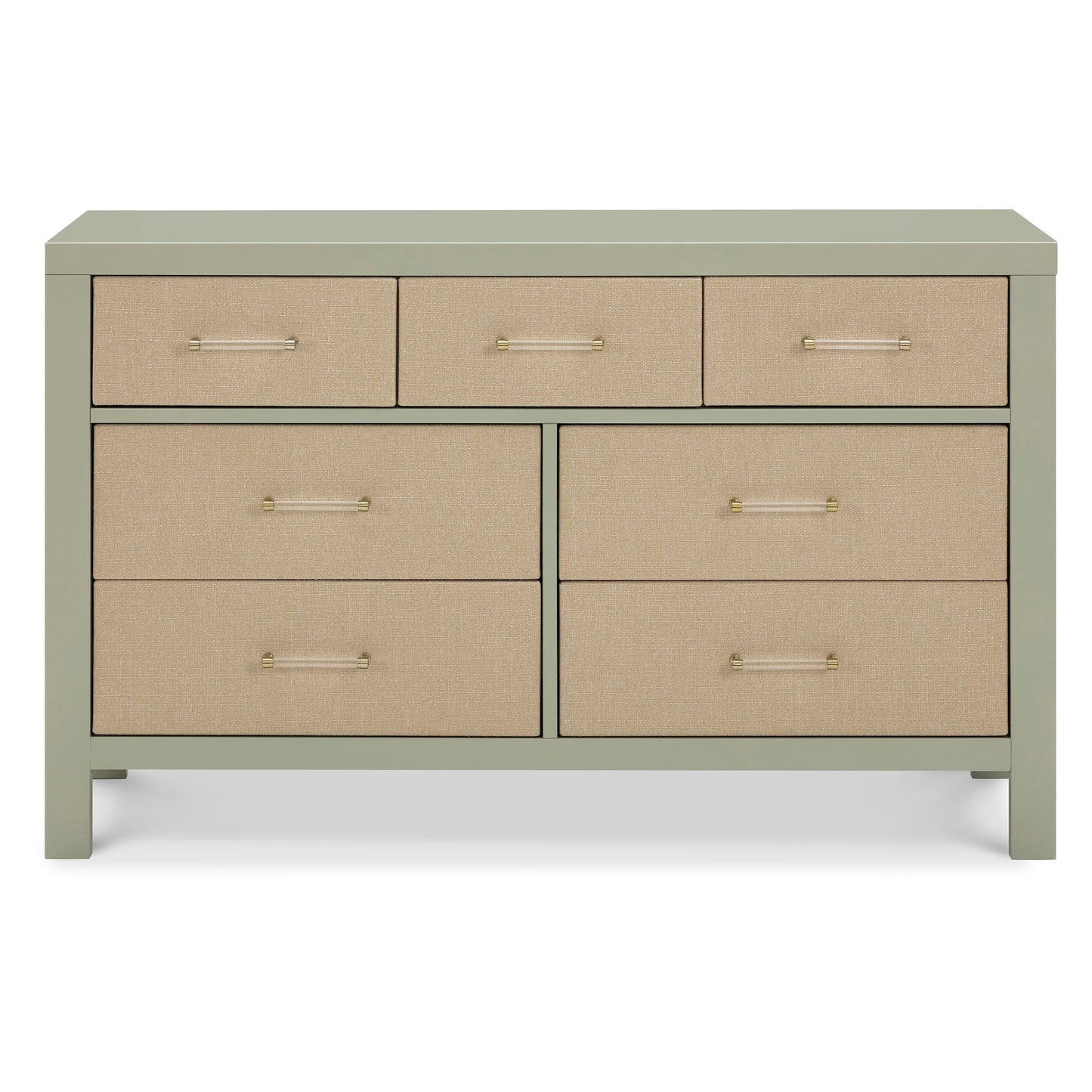 M24816FSPSEW,Eloise 7-Drawer Assembled Dresser in French Sage and Performance Sand Eco-Weave