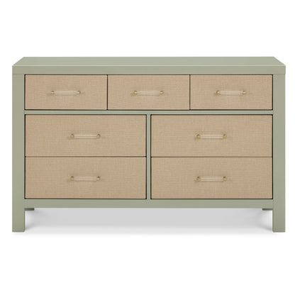 M24816FSPSEW,Eloise 7-Drawer Assembled Dresser in French Sage and Performance Sand Eco-Weave