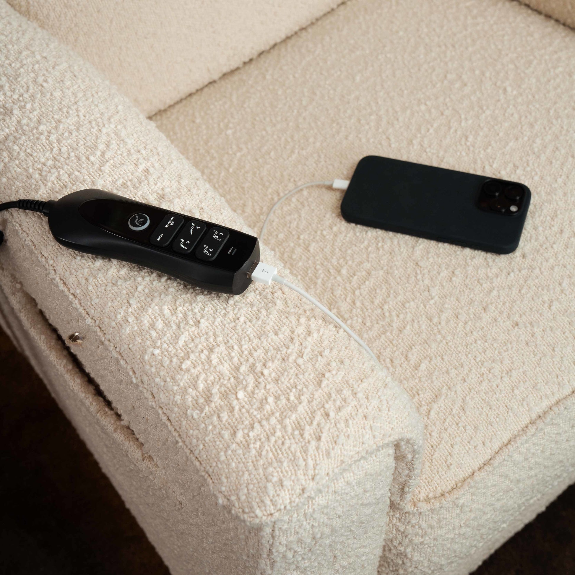 M17183PWB,Willa Deluxe Power Glider Recliner w/Heat&Massage in Performance Ivory Boucle